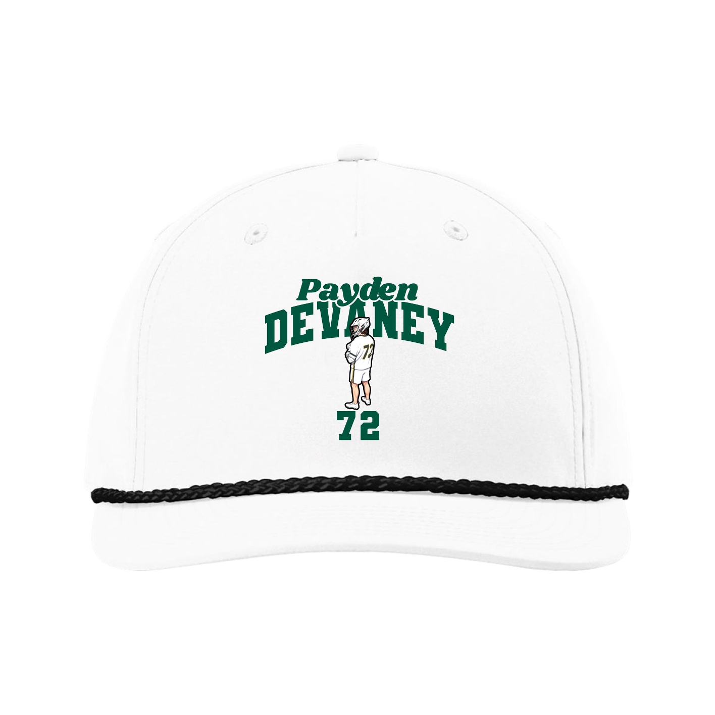 Five-Panel Classic Rope Cap — Signature Arch in White