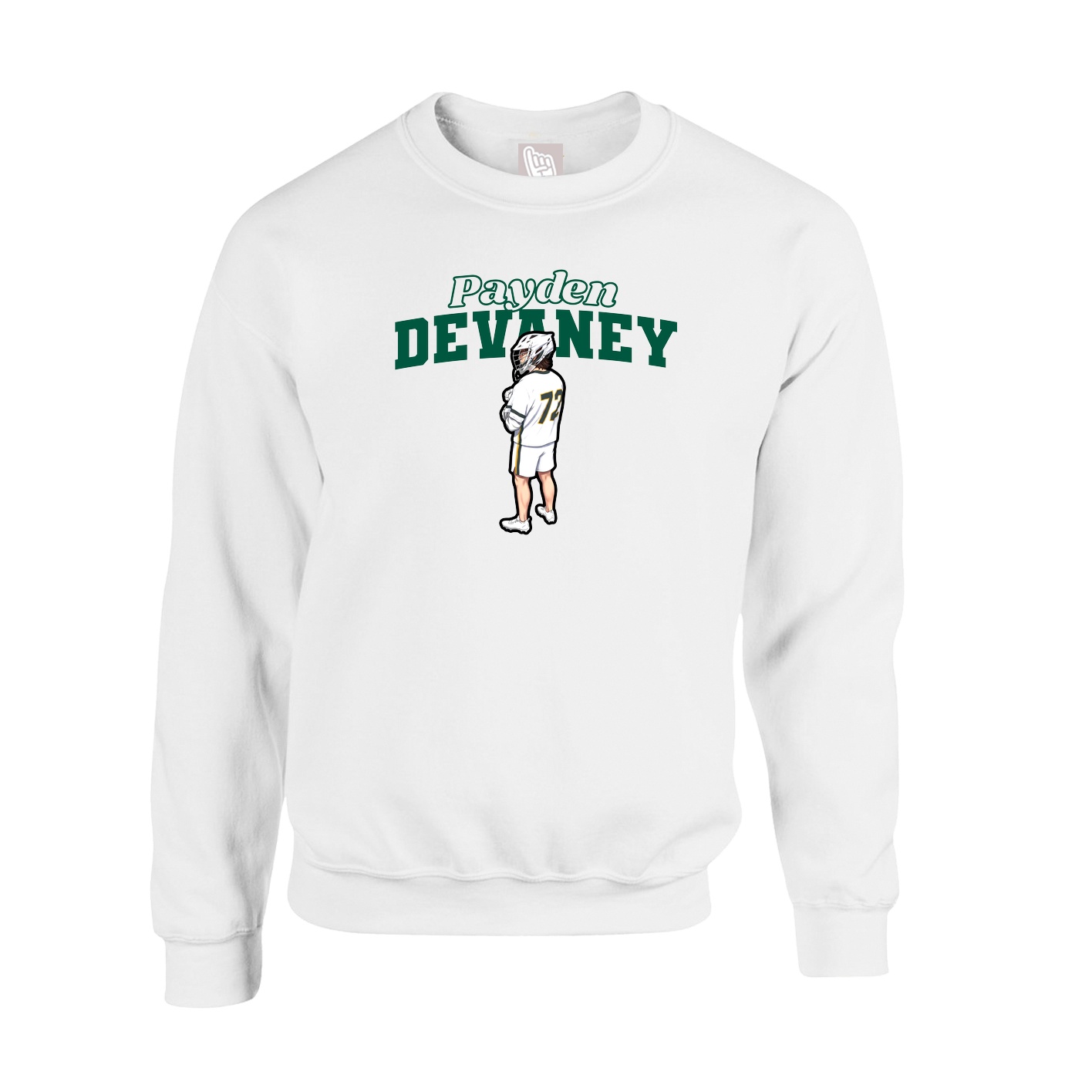 Fleece Crew — Name Arch in White