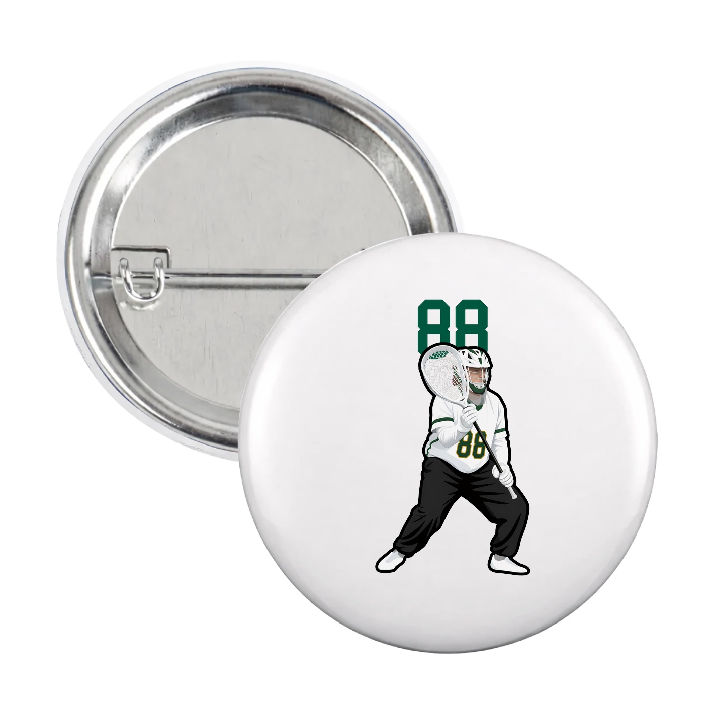 Game Day Button — Number Top in White