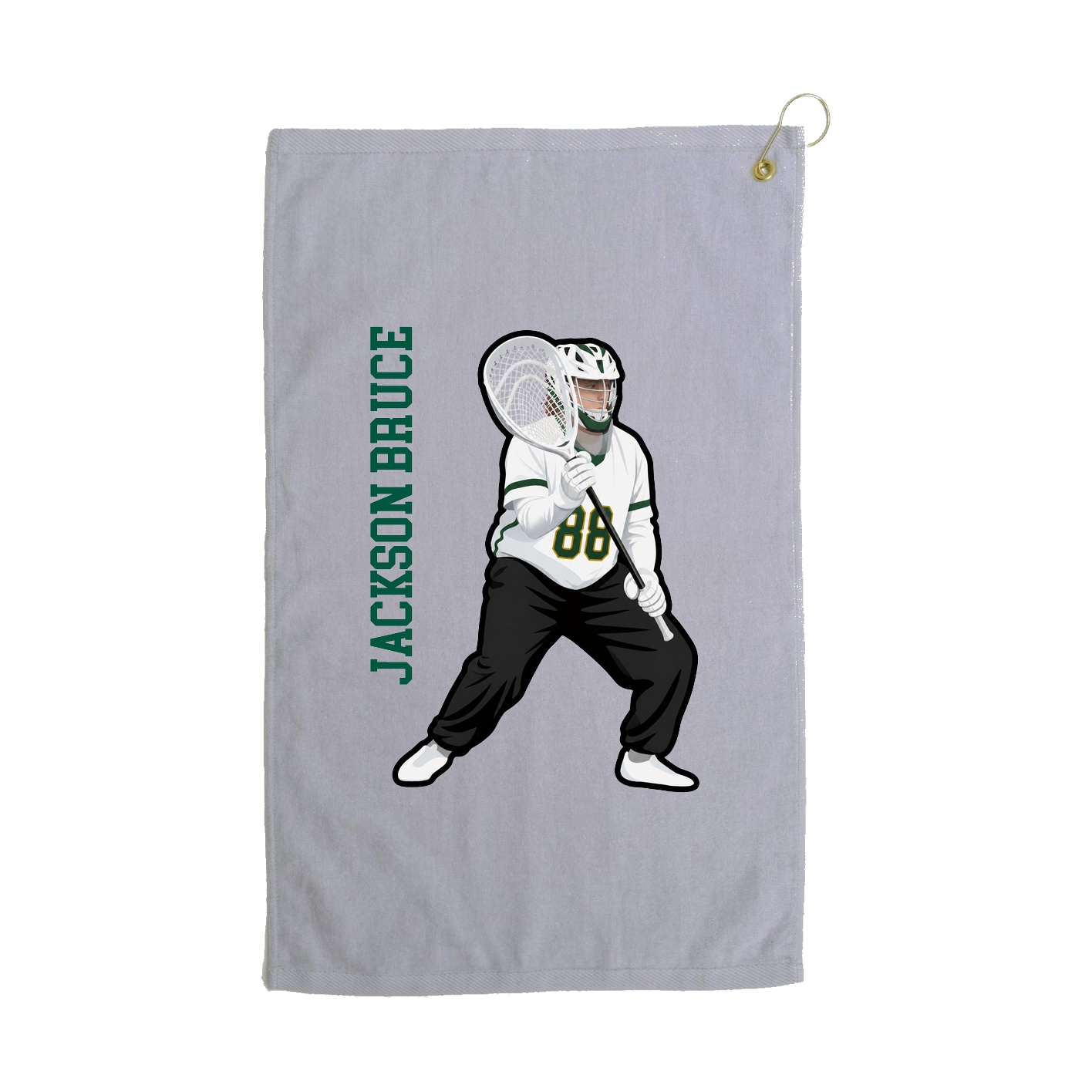 Golf Towel — Name Vertical in Grey