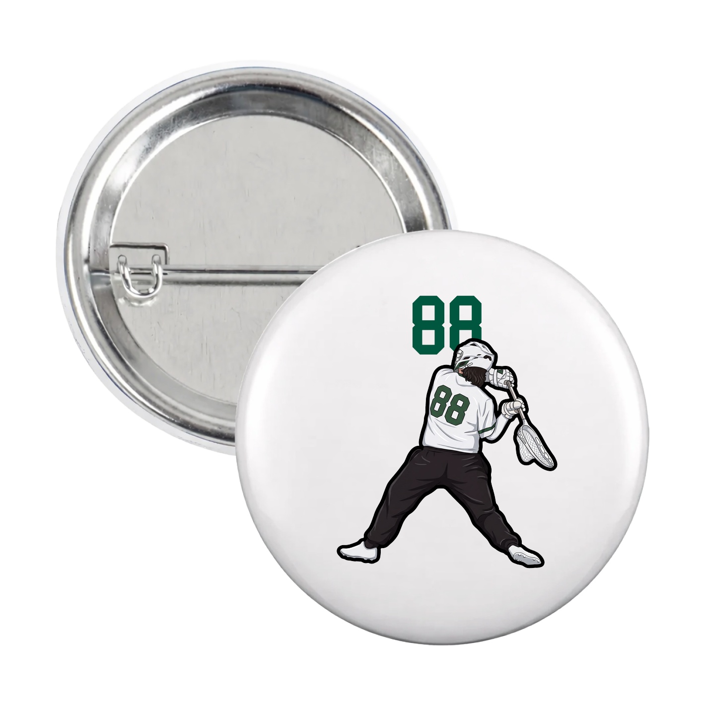 Game Day Button — Number Top in White