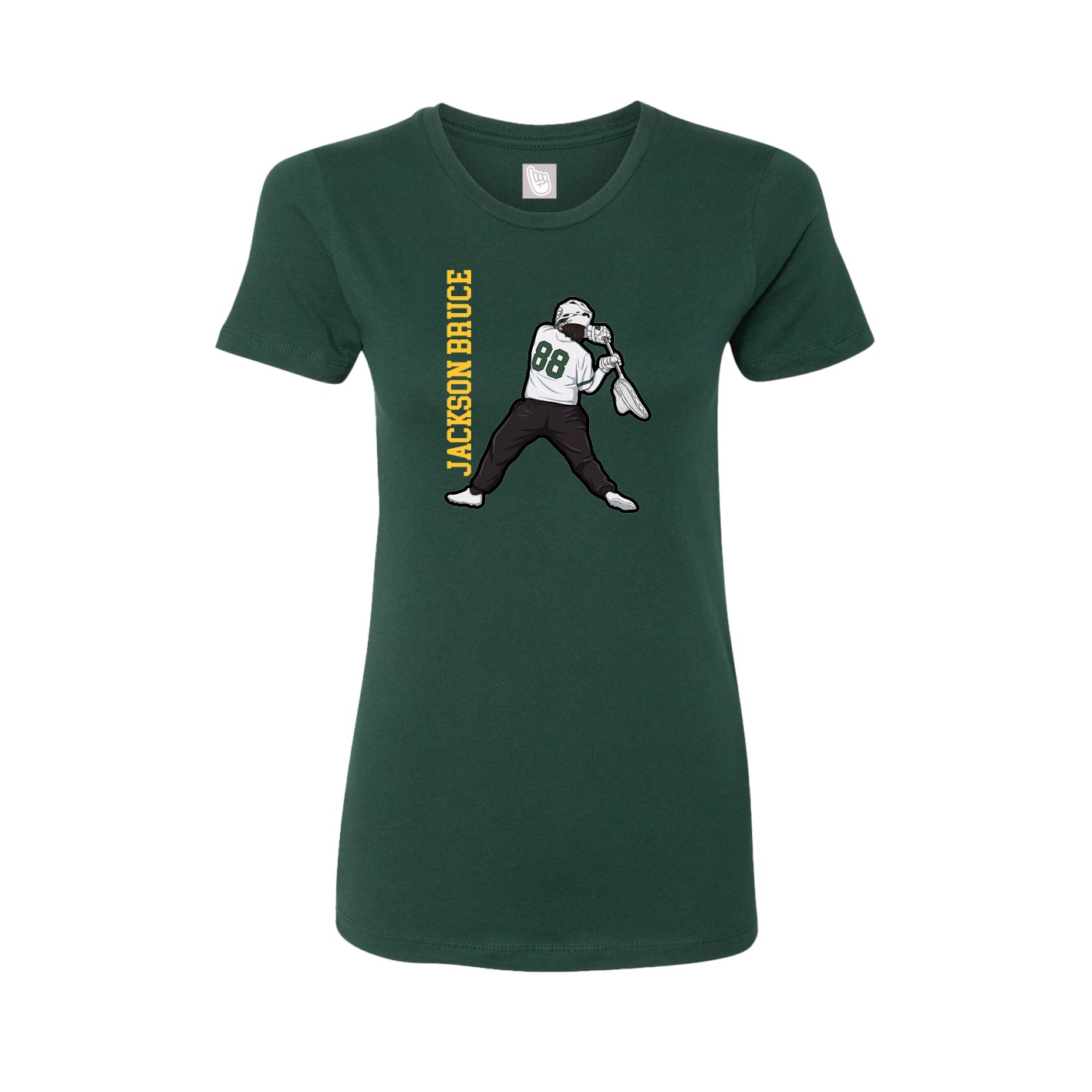 Fitted Women's Tee — Name Vertical in Green