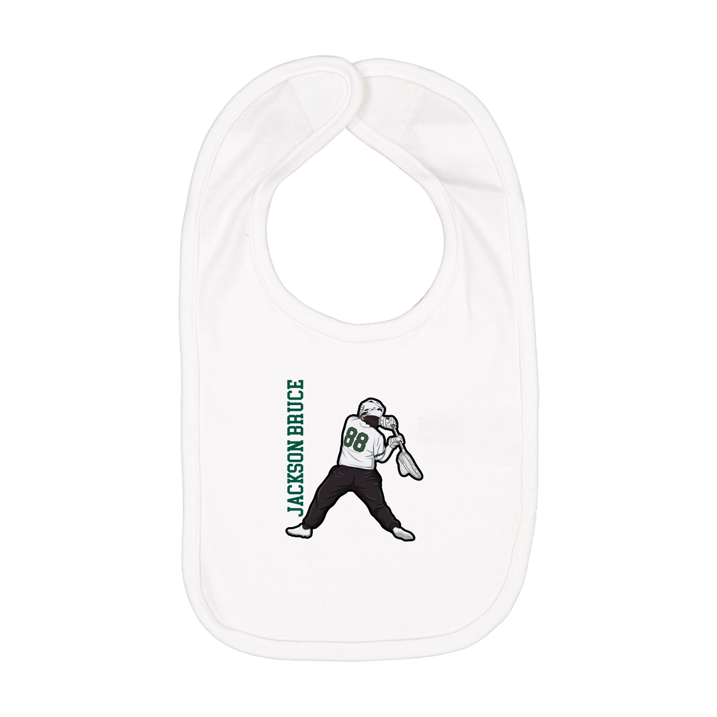 Infant Bib — Name Vertical in White