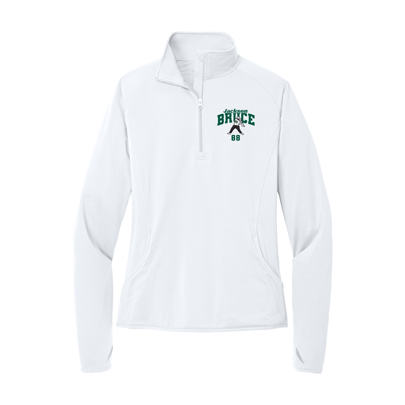 Women's Q-Zip Pullover — Signature Arch in White