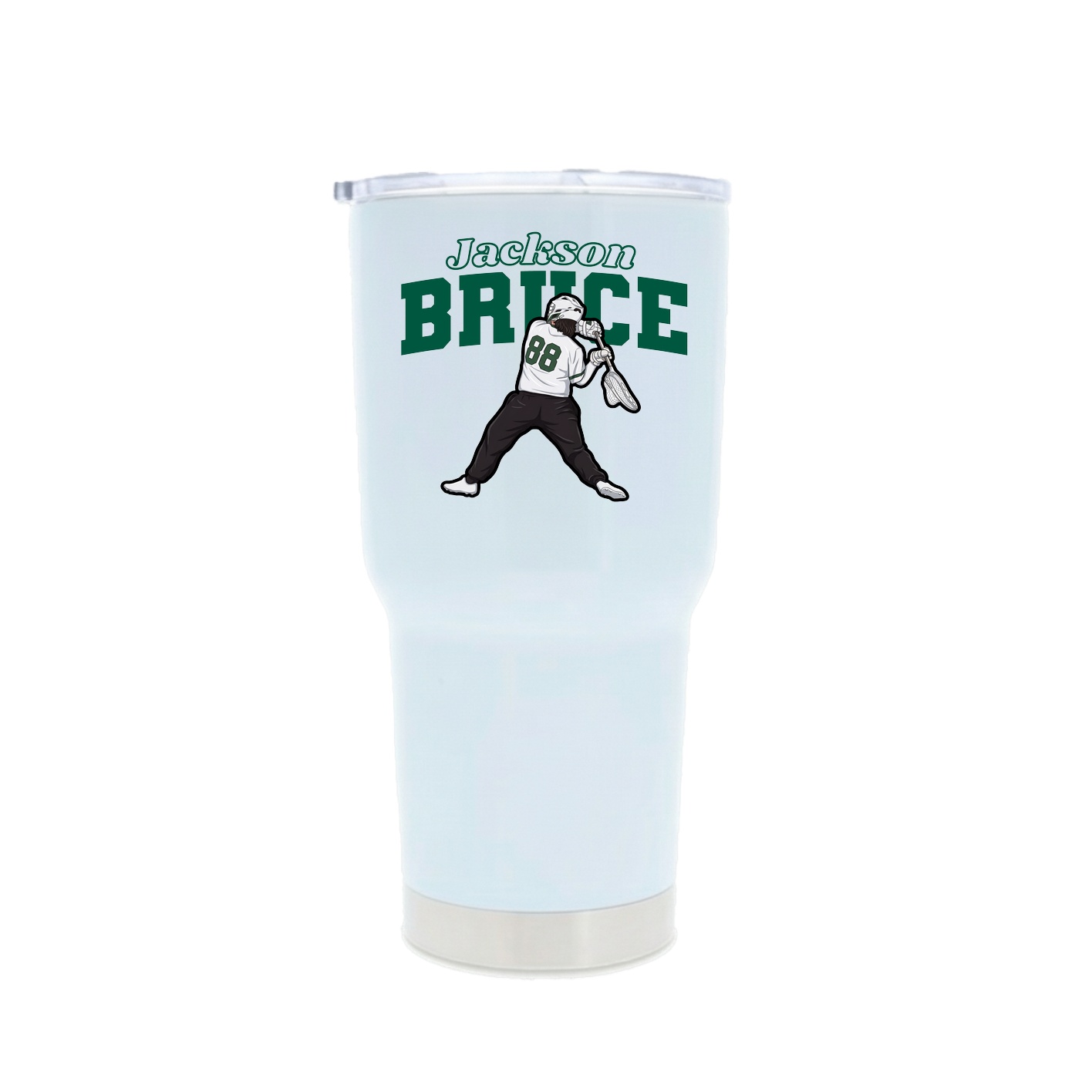30oz Stainless Steel Tumbler — Name Arch in White