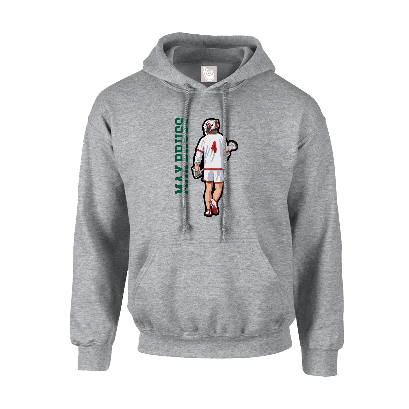 Hoodie — Name Vertical in Grey