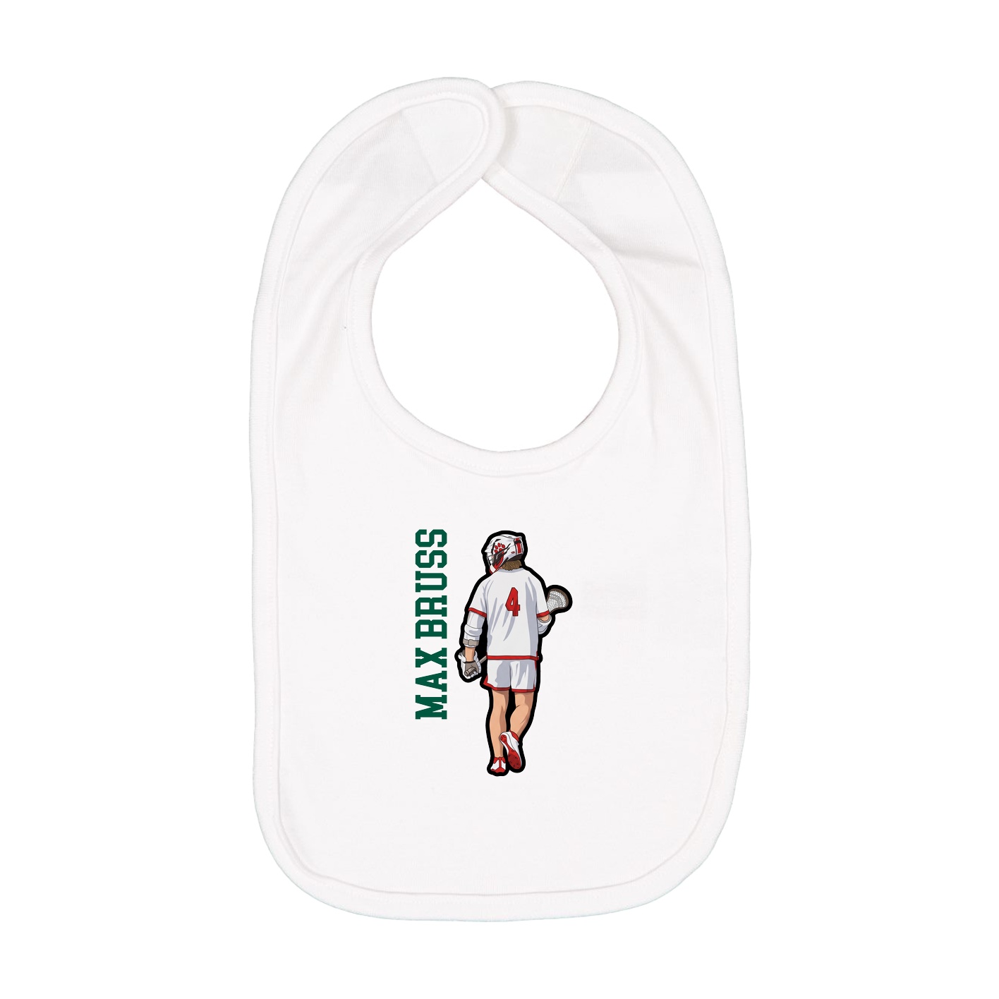 Infant Bib — Name Vertical in White