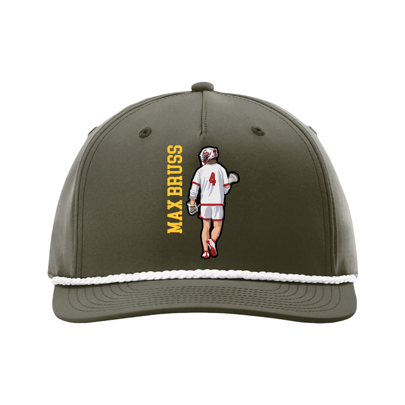 Five-Panel Classic Rope Cap — Name Vertical in Green