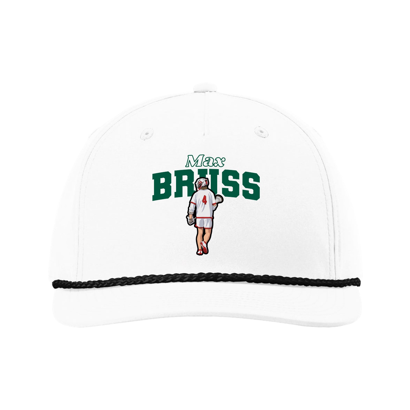 Five-Panel Classic Rope Cap — Name Arch in White