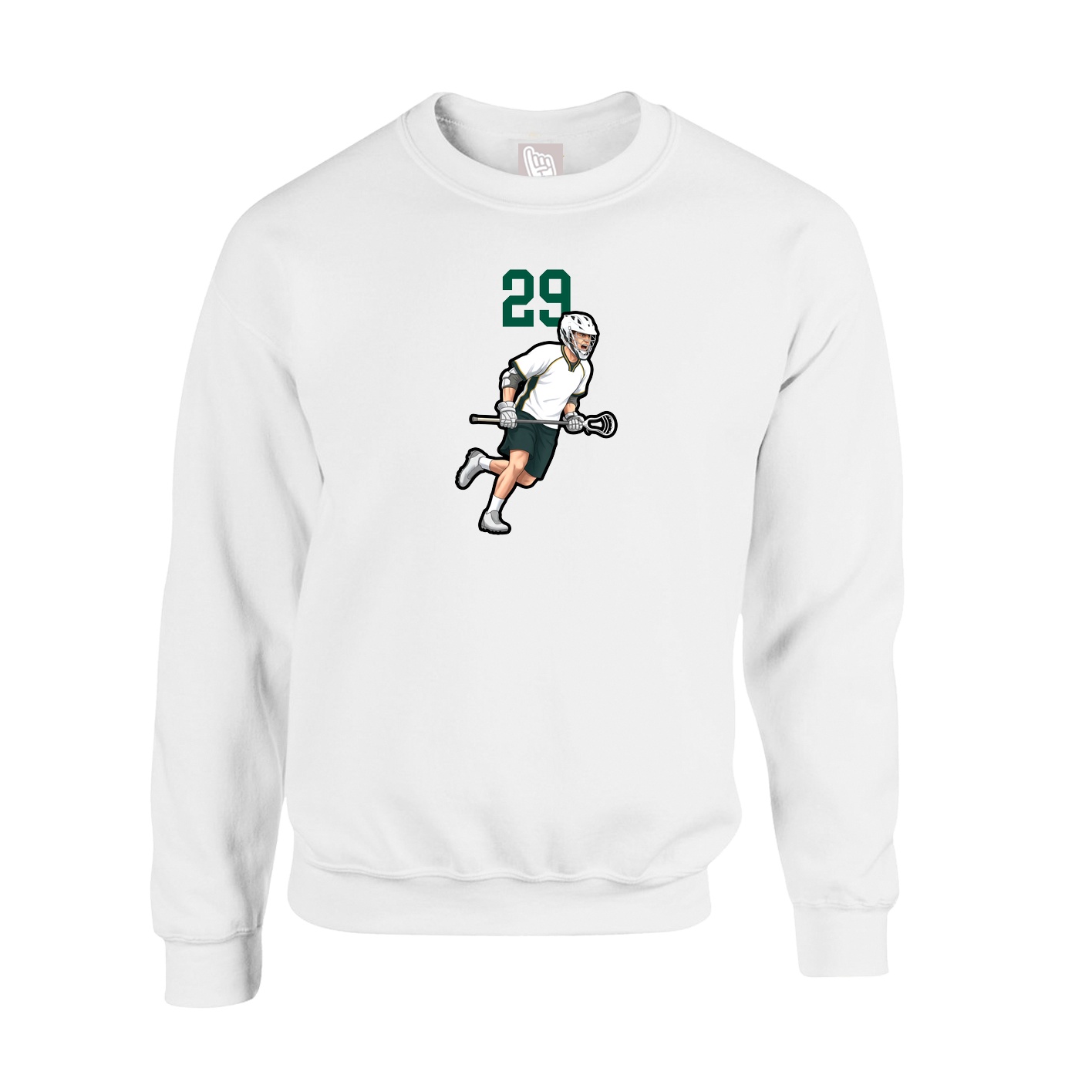 Fleece Crew — Number Top in White