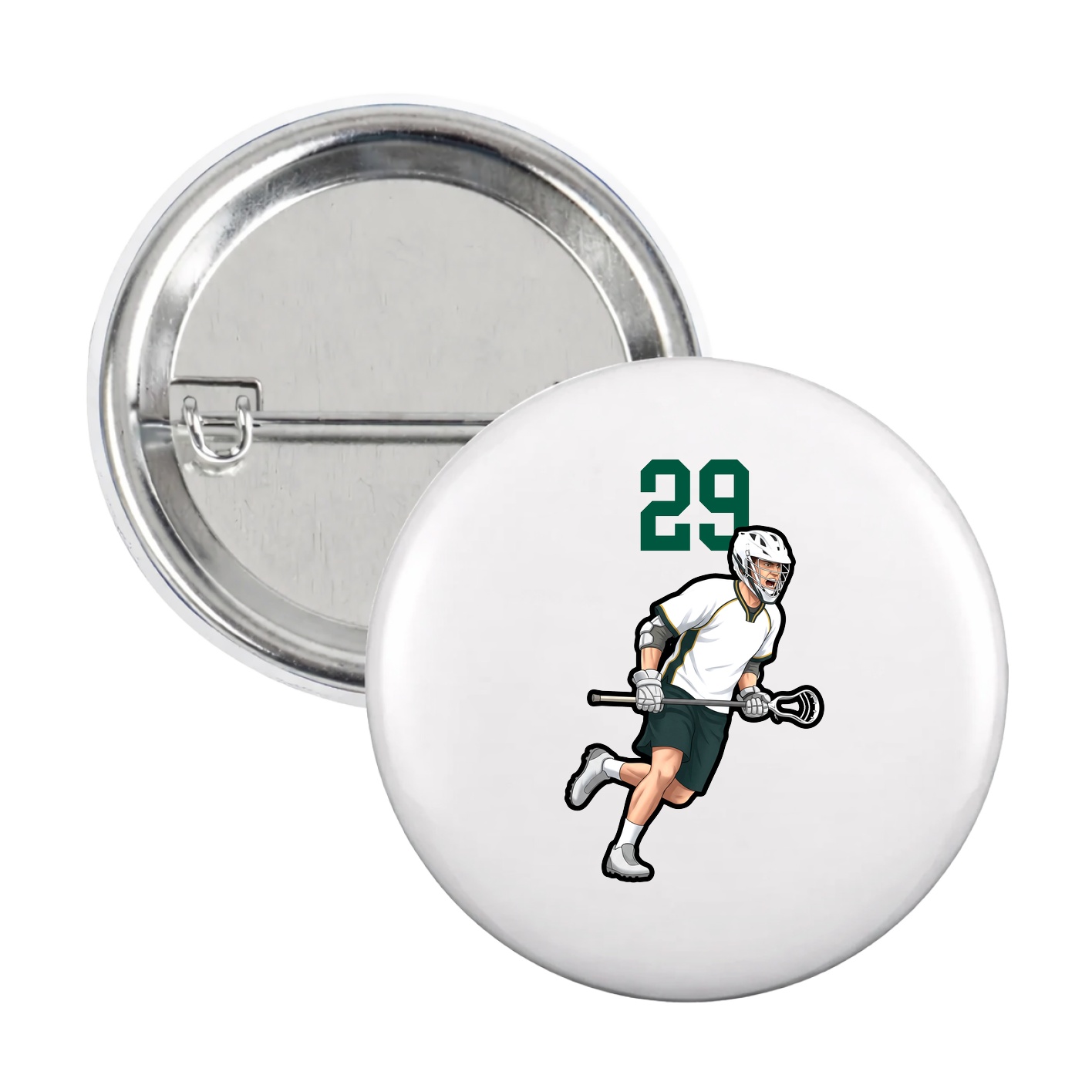 Game Day Button — Number Top in White