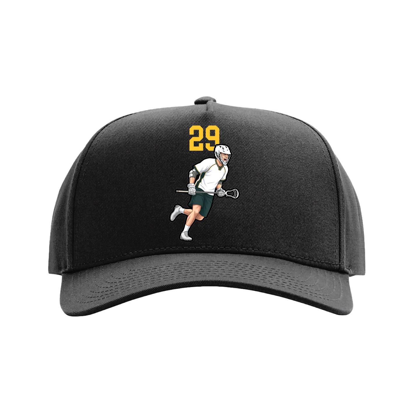 Full Fabric Five-Panel Champ Cap — Number Top in Black