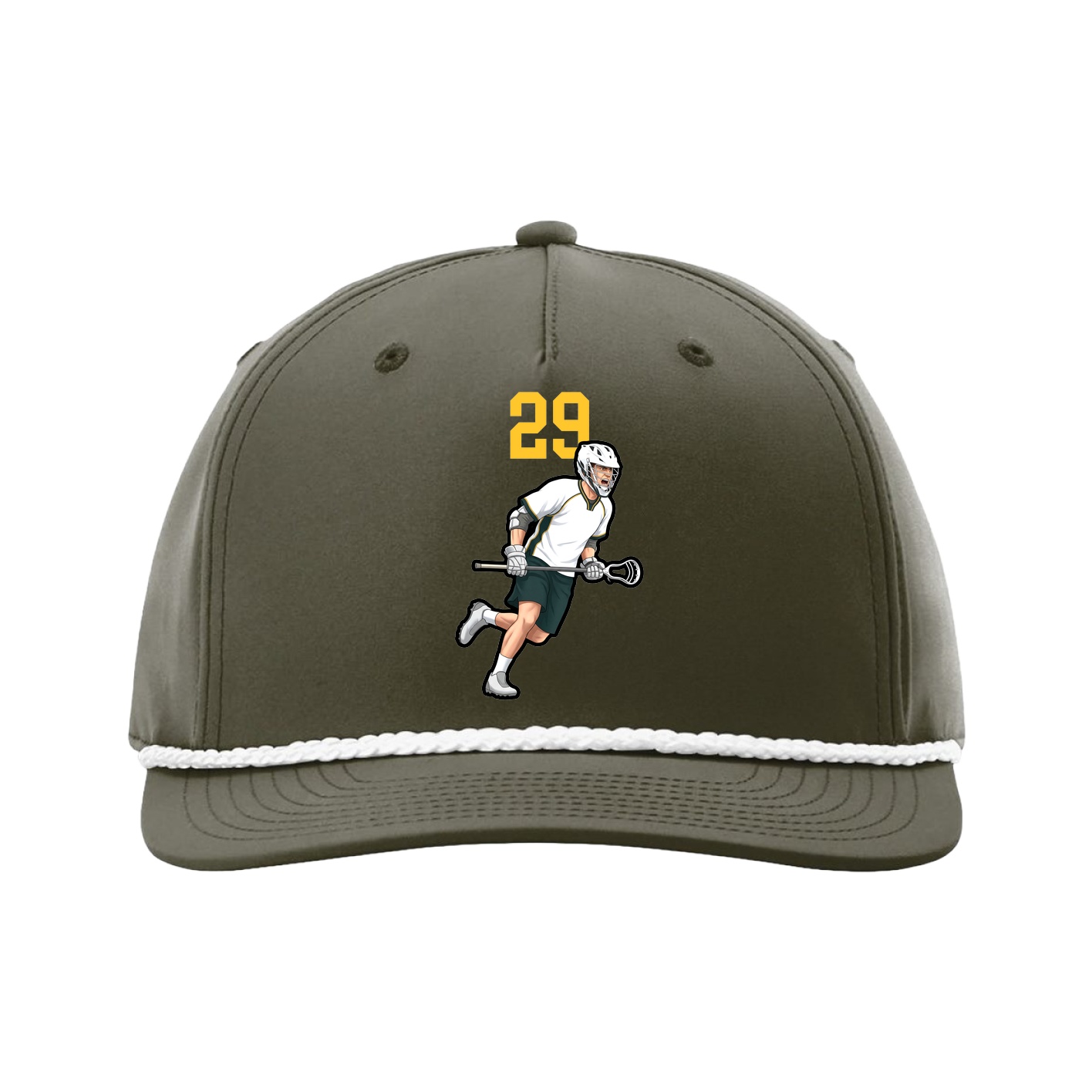 Five-Panel Classic Rope Cap — Number Top in Green