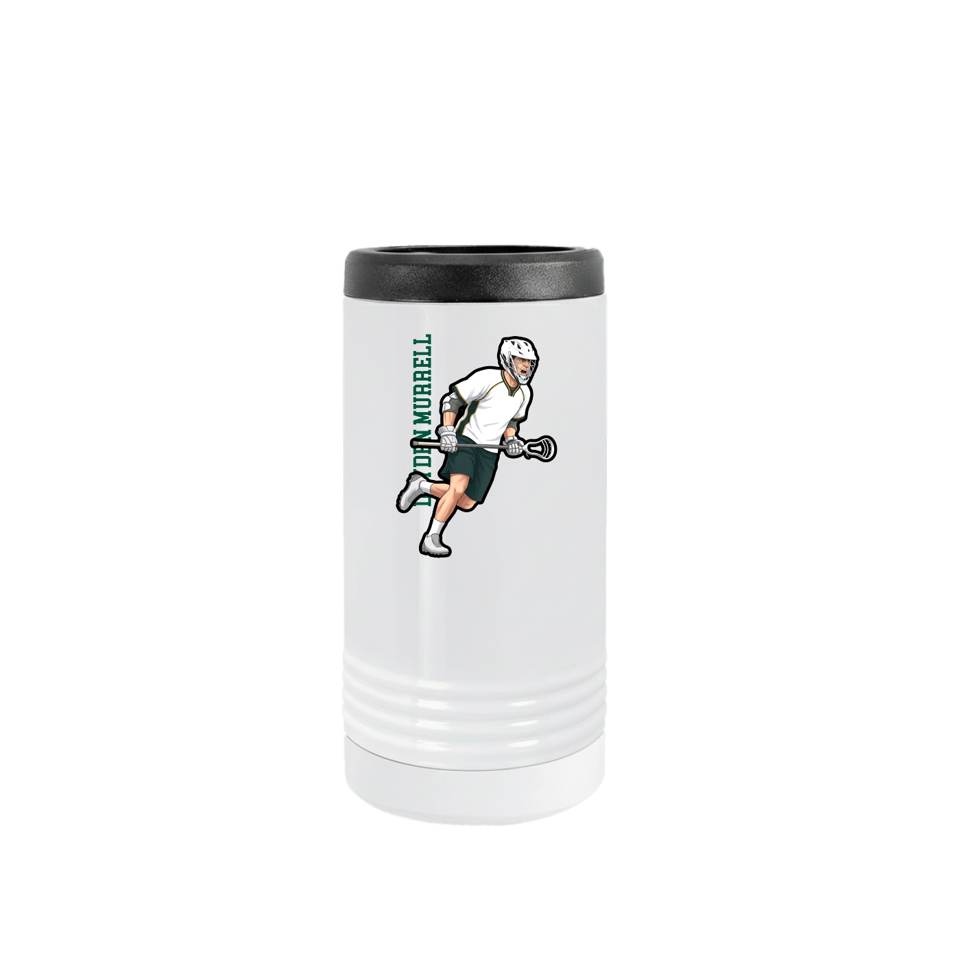 Slim Beverage Holder — Name Vertical in White