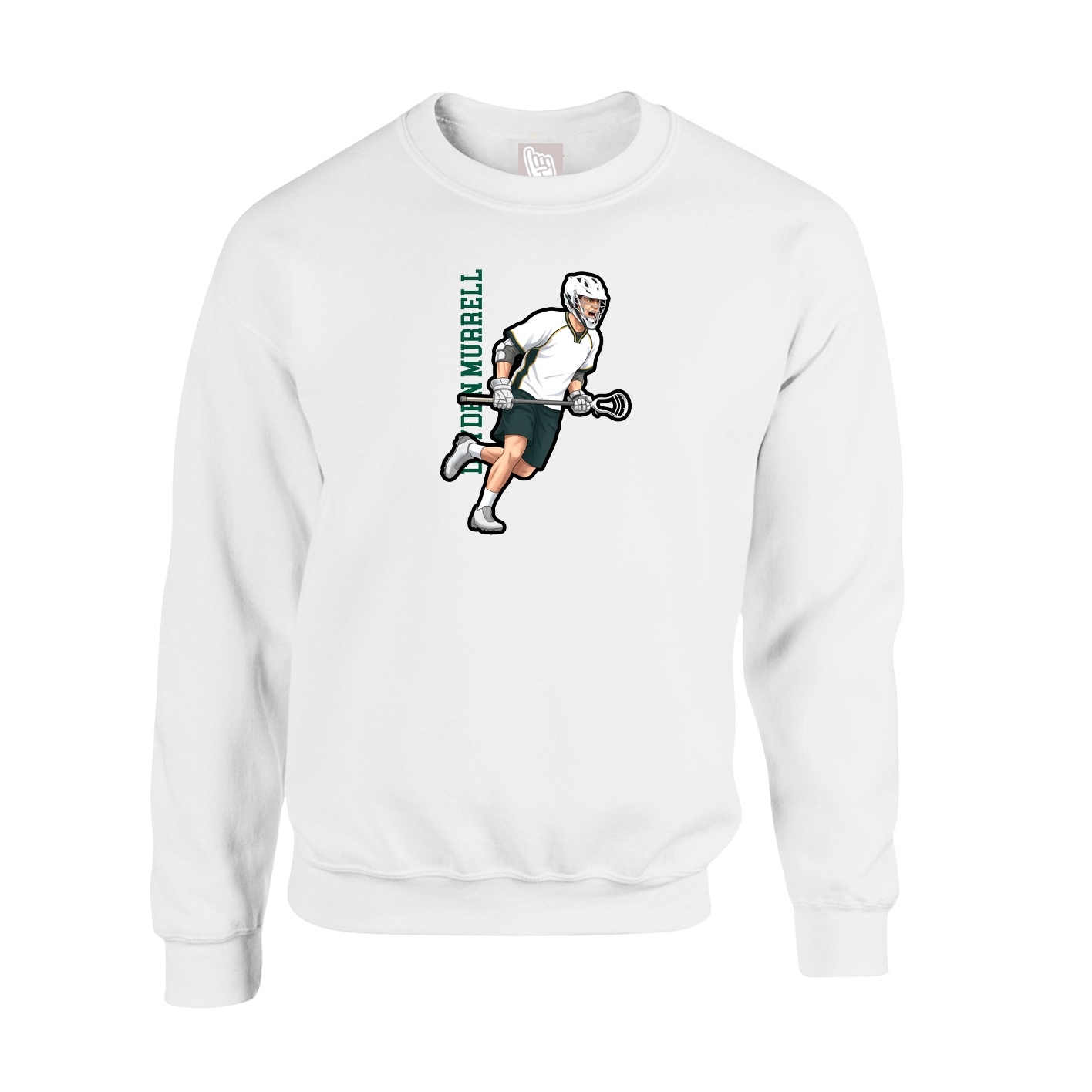 Fleece Crew — Name Vertical in White