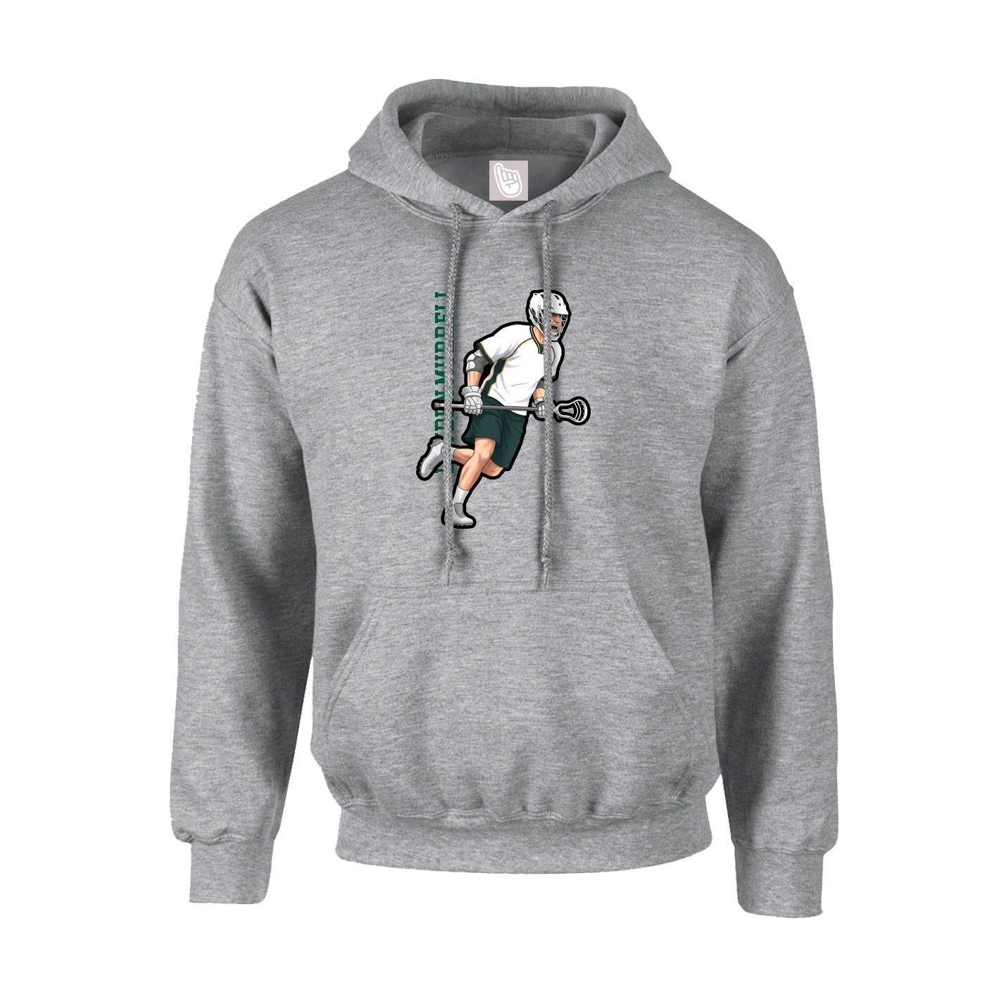 Youth Hoodie — Name Vertical in Grey