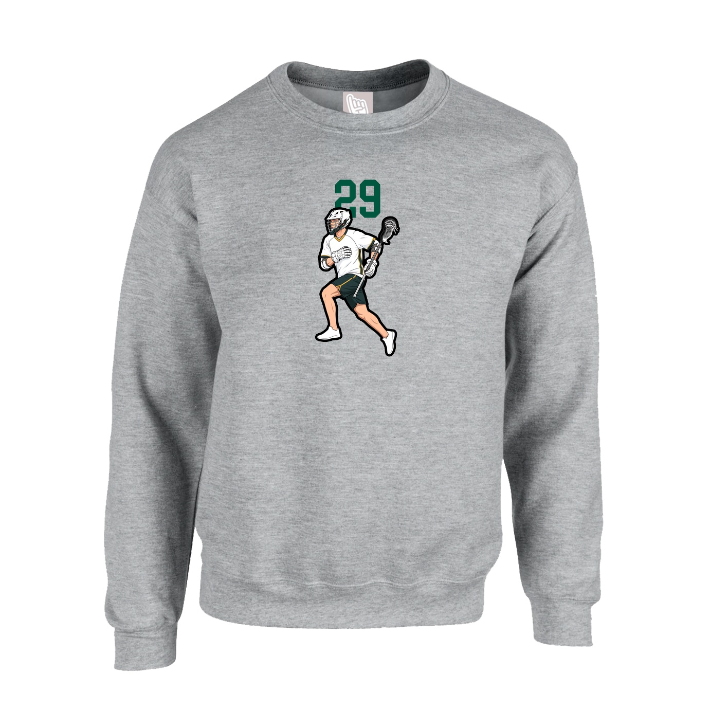 Fleece Crew — Number Top in Grey