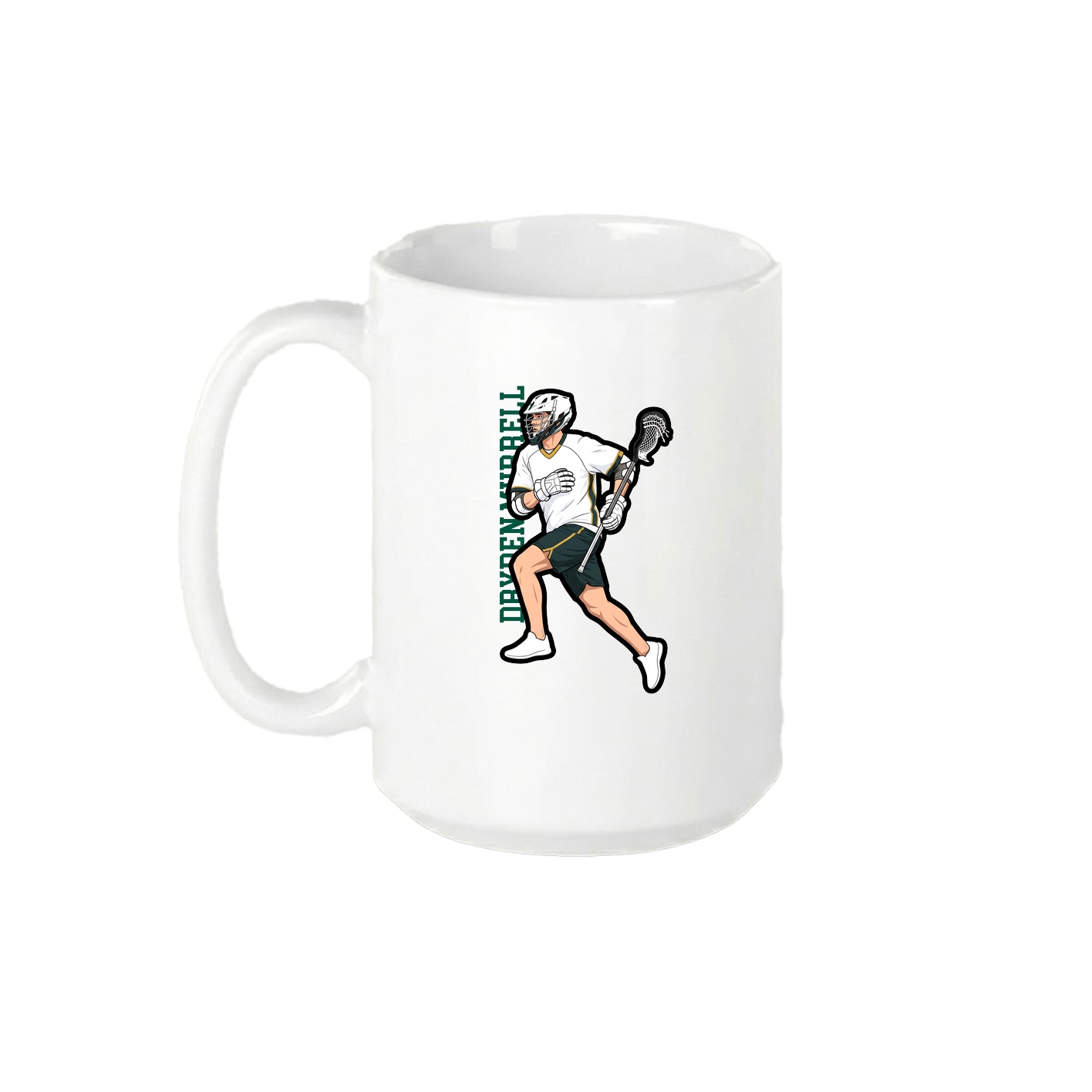 15oz Coffee Mug — Name Vertical in White