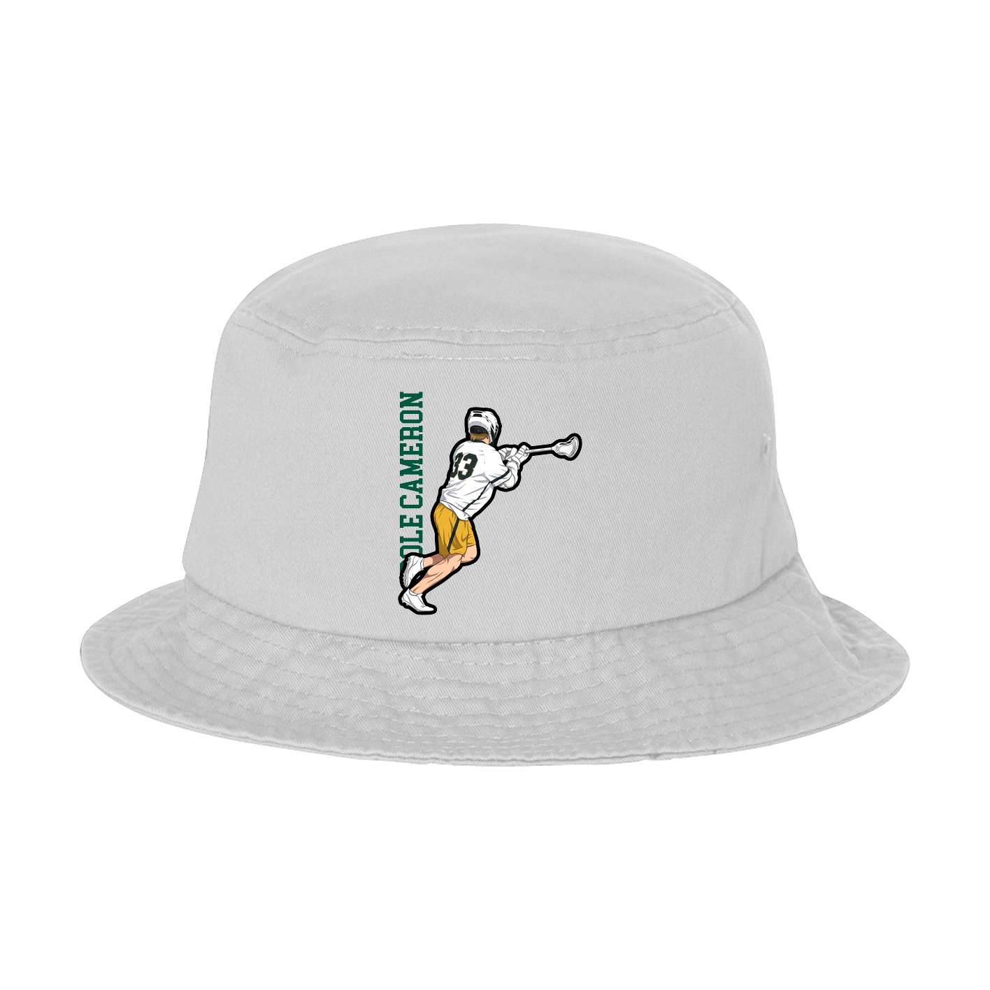 Bucket Cap — Name Vertical in White