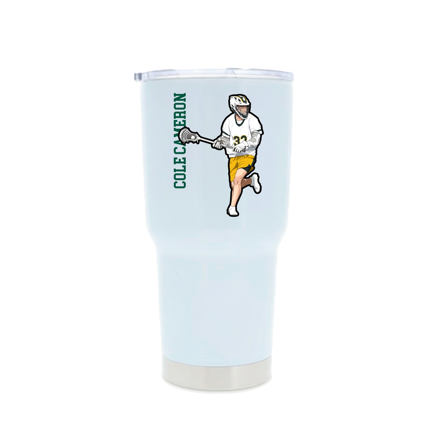 30oz Stainless Steel Tumbler — Name Vertical in White