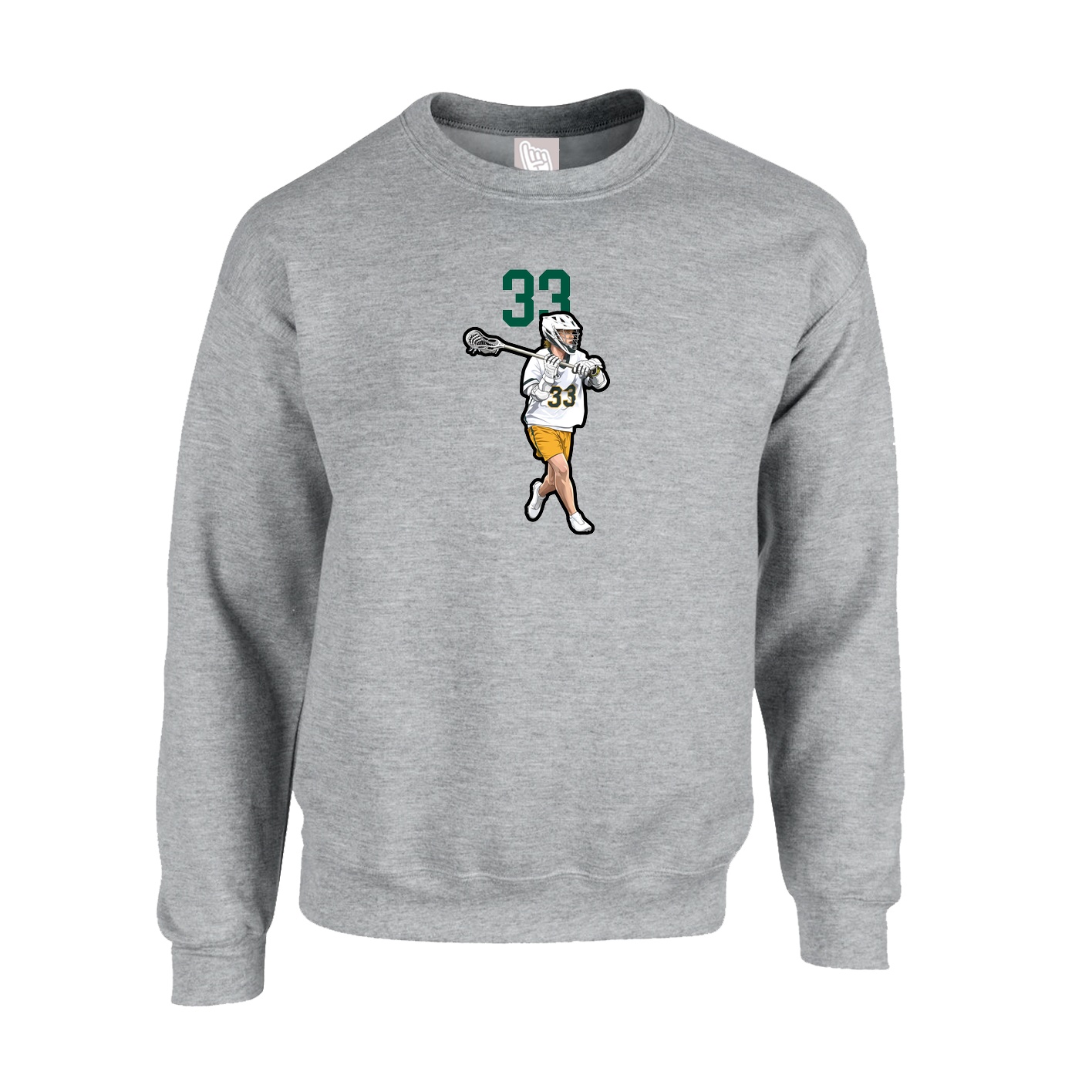 Fleece Crew — Number Top in Grey