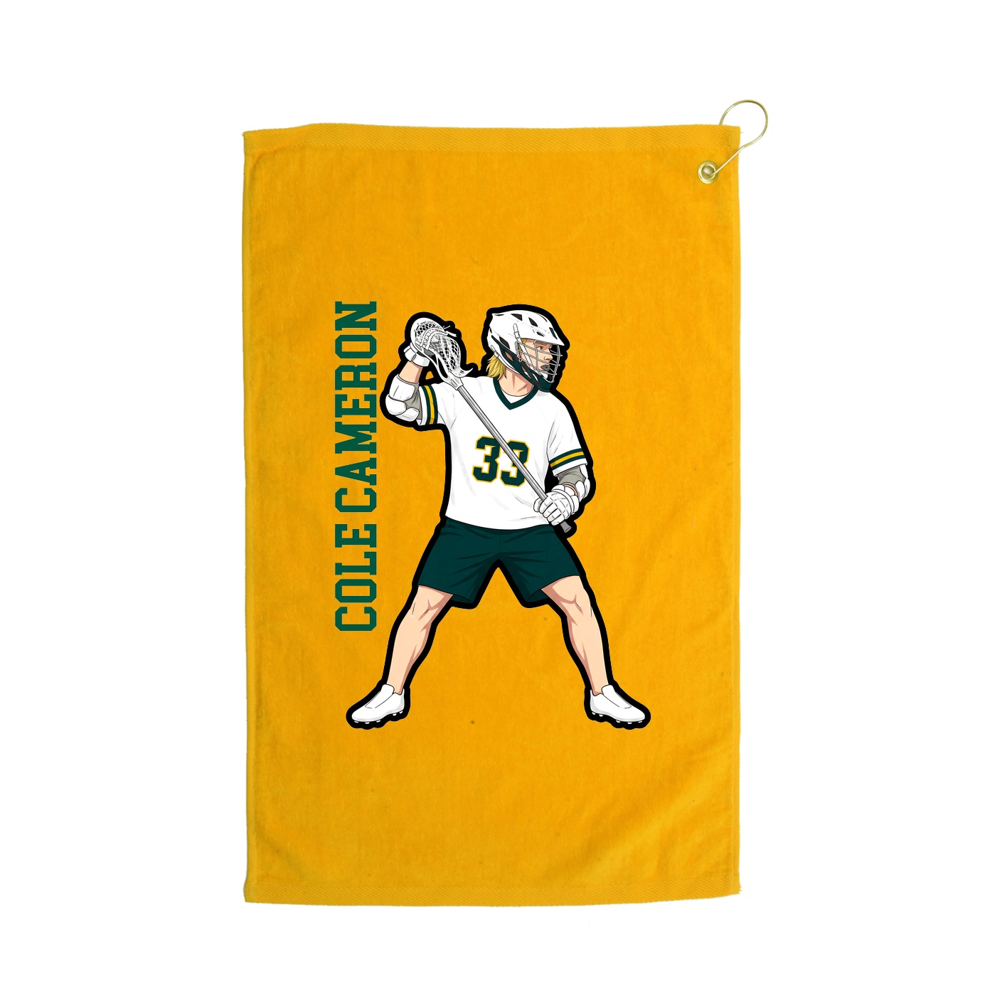 Golf Towel — Name Vertical in Gold