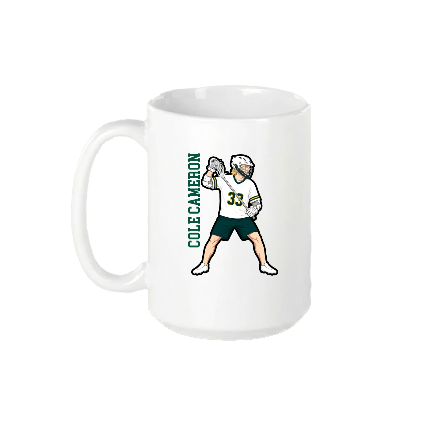 15oz Coffee Mug — Name Vertical in White