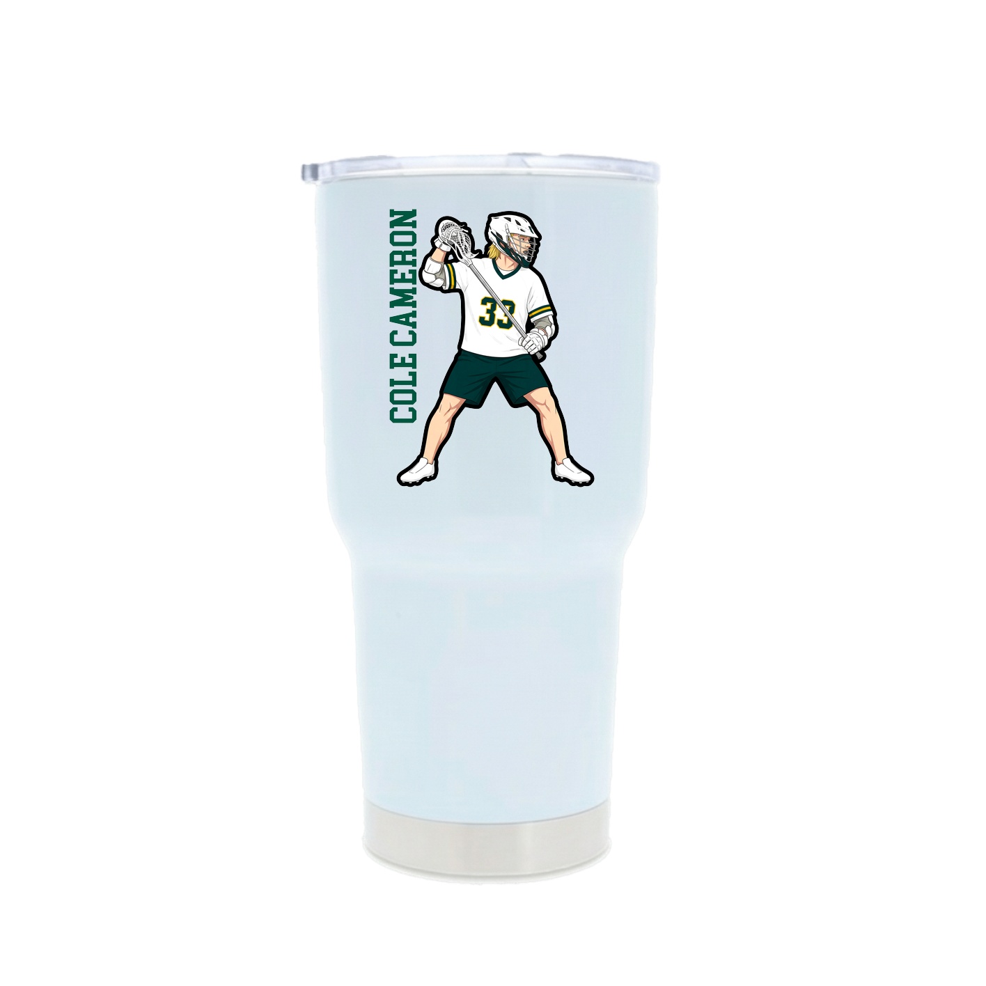30oz Stainless Steel Tumbler — Name Vertical in White