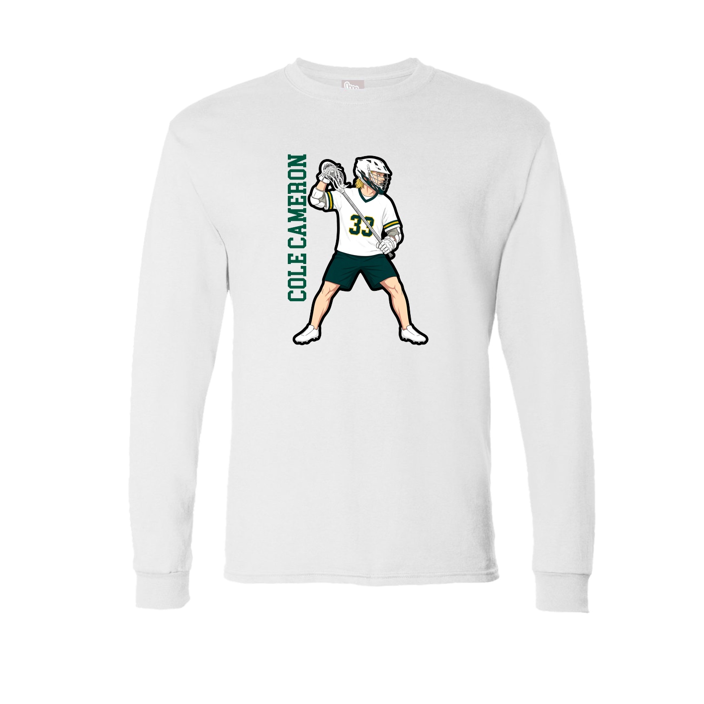 Long Sleeve Tee — Name Vertical in White