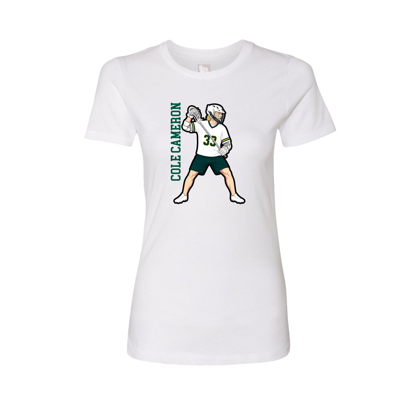Fitted Women's Tee — Name Vertical in White