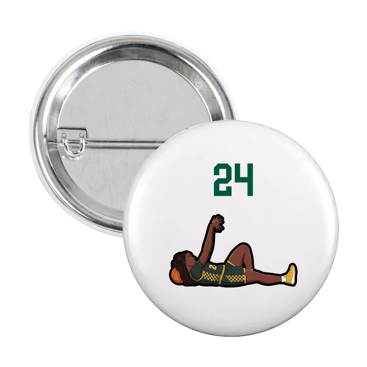 Game Day Button — Number Top in White