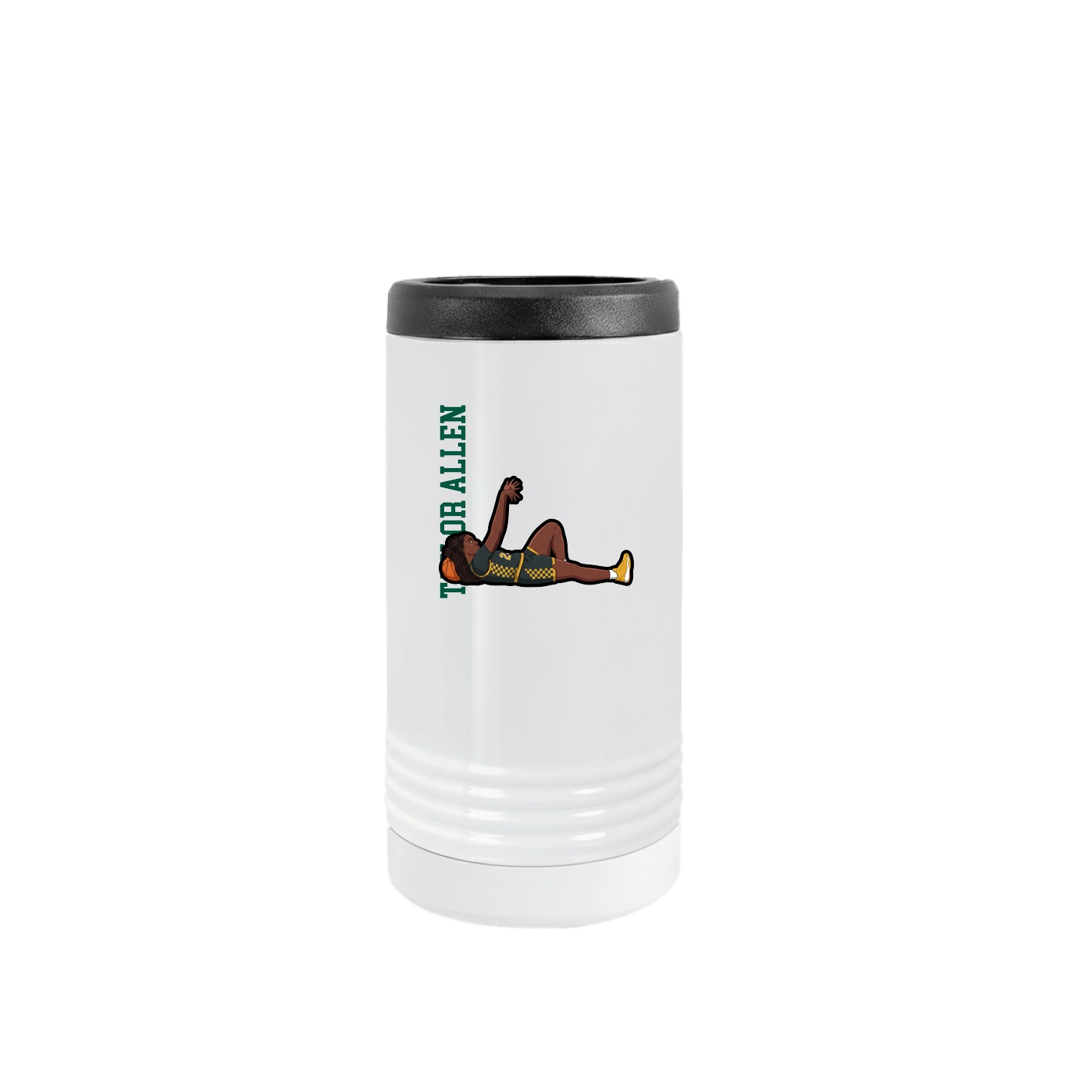 Slim Beverage Holder — Name Vertical in White