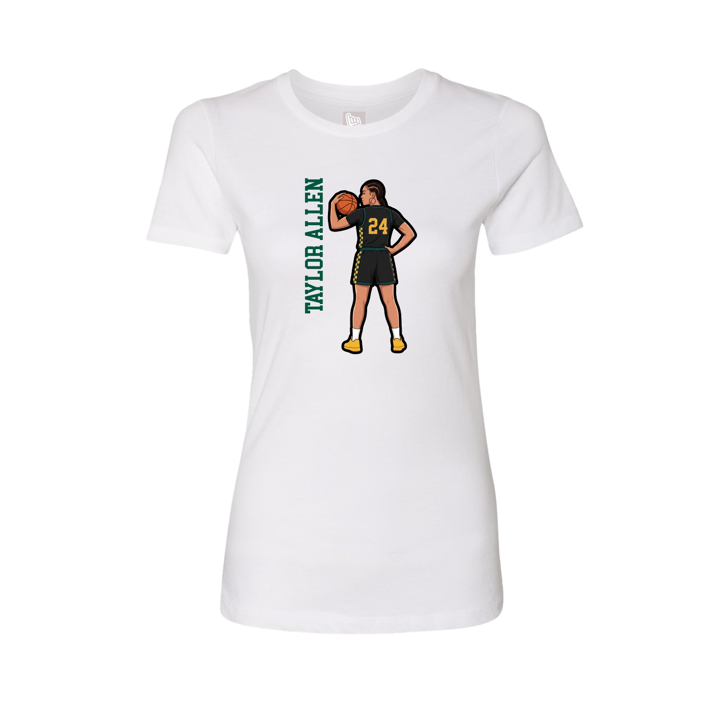 Fitted Women's Tee — Name Vertical in White