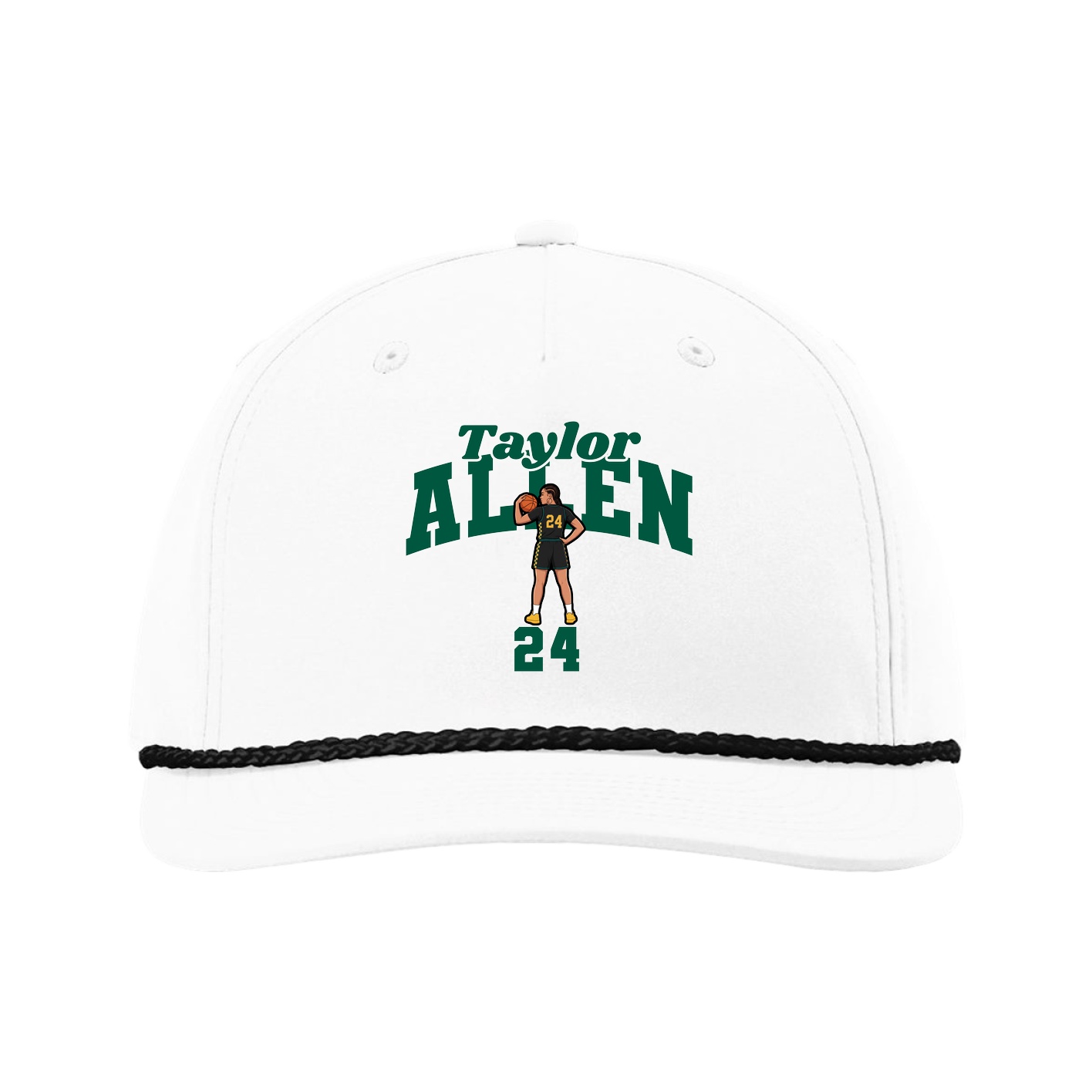 Five-Panel Classic Rope Cap — Signature Arch in White