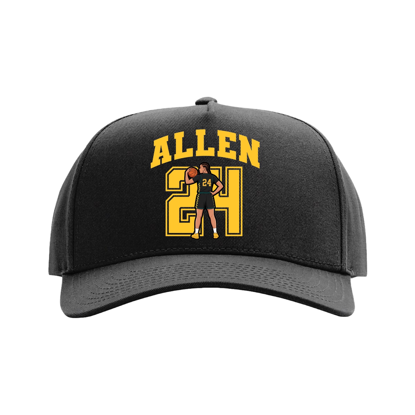 Full Fabric Five-Panel Champ Cap — Number in Black
