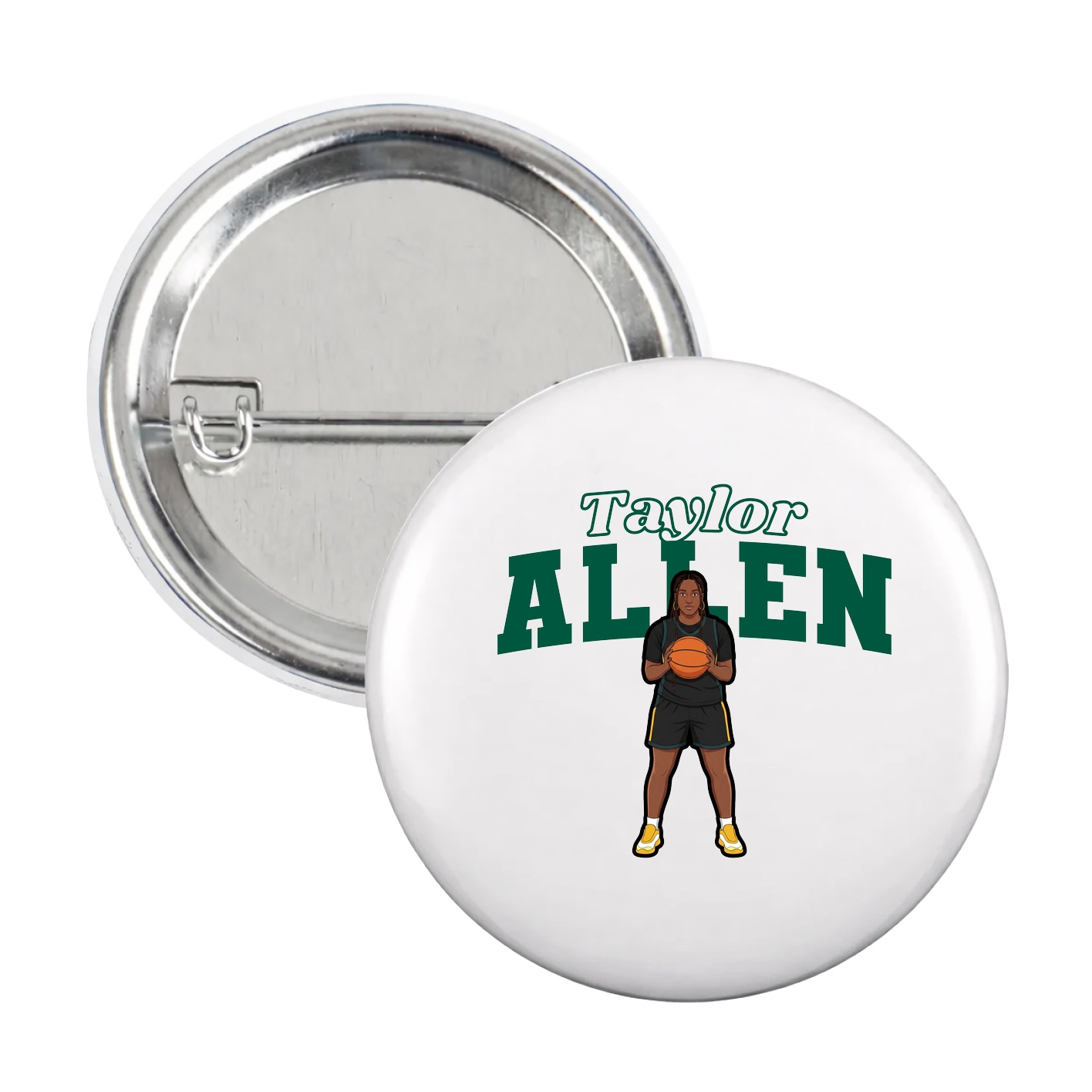Game Day Button — Name Arch in White