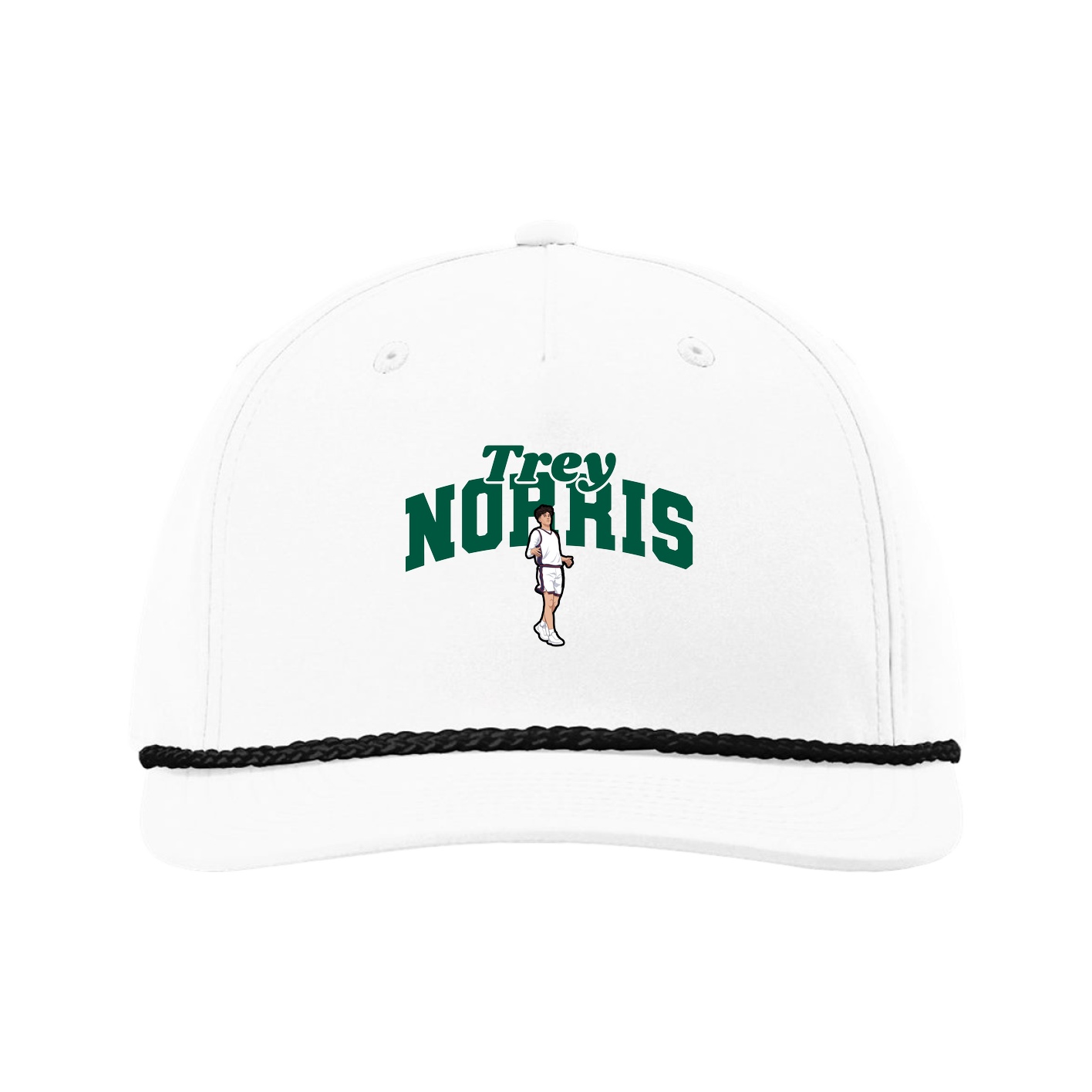Five-Panel Classic Rope Cap — Signature Arch in White