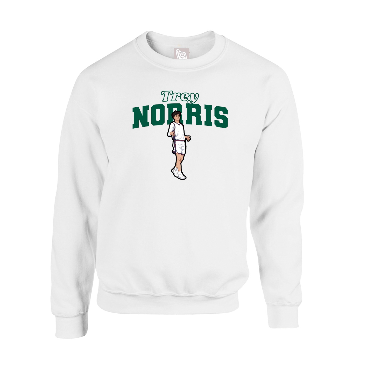 Fleece Crew — Name Arch in White
