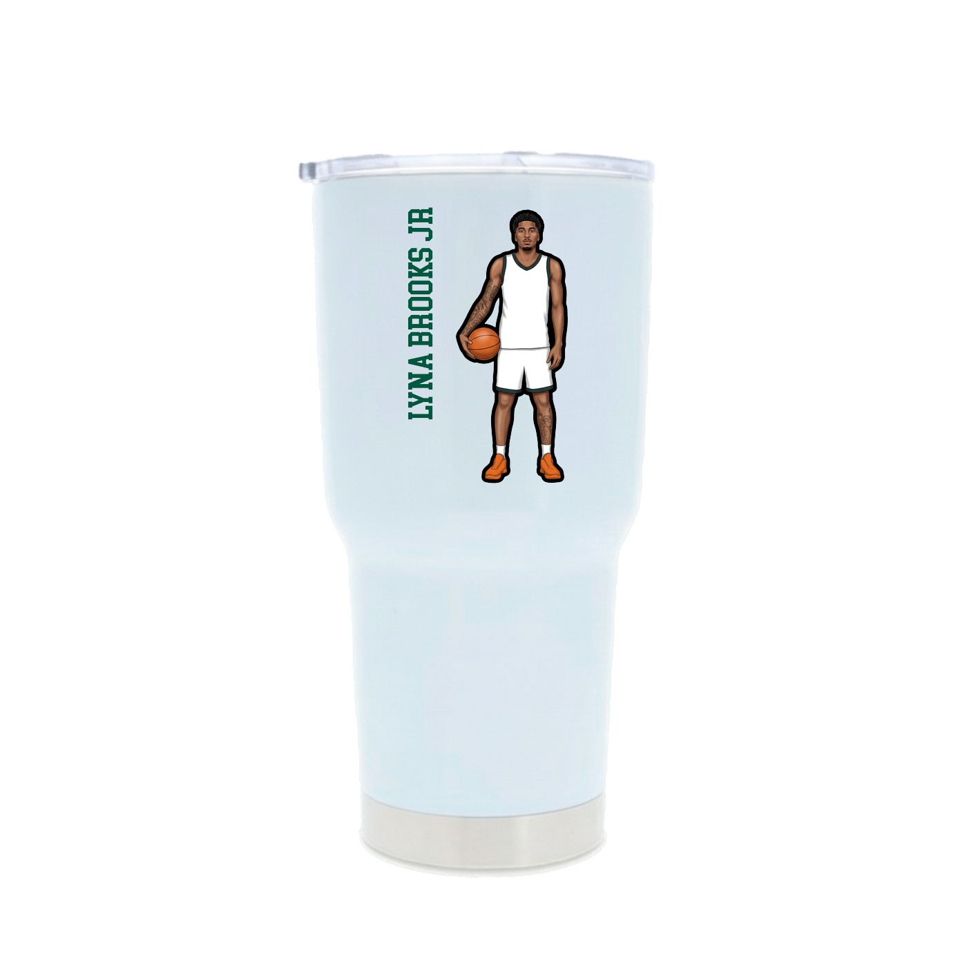 30oz Stainless Steel Tumbler — Name Vertical in White