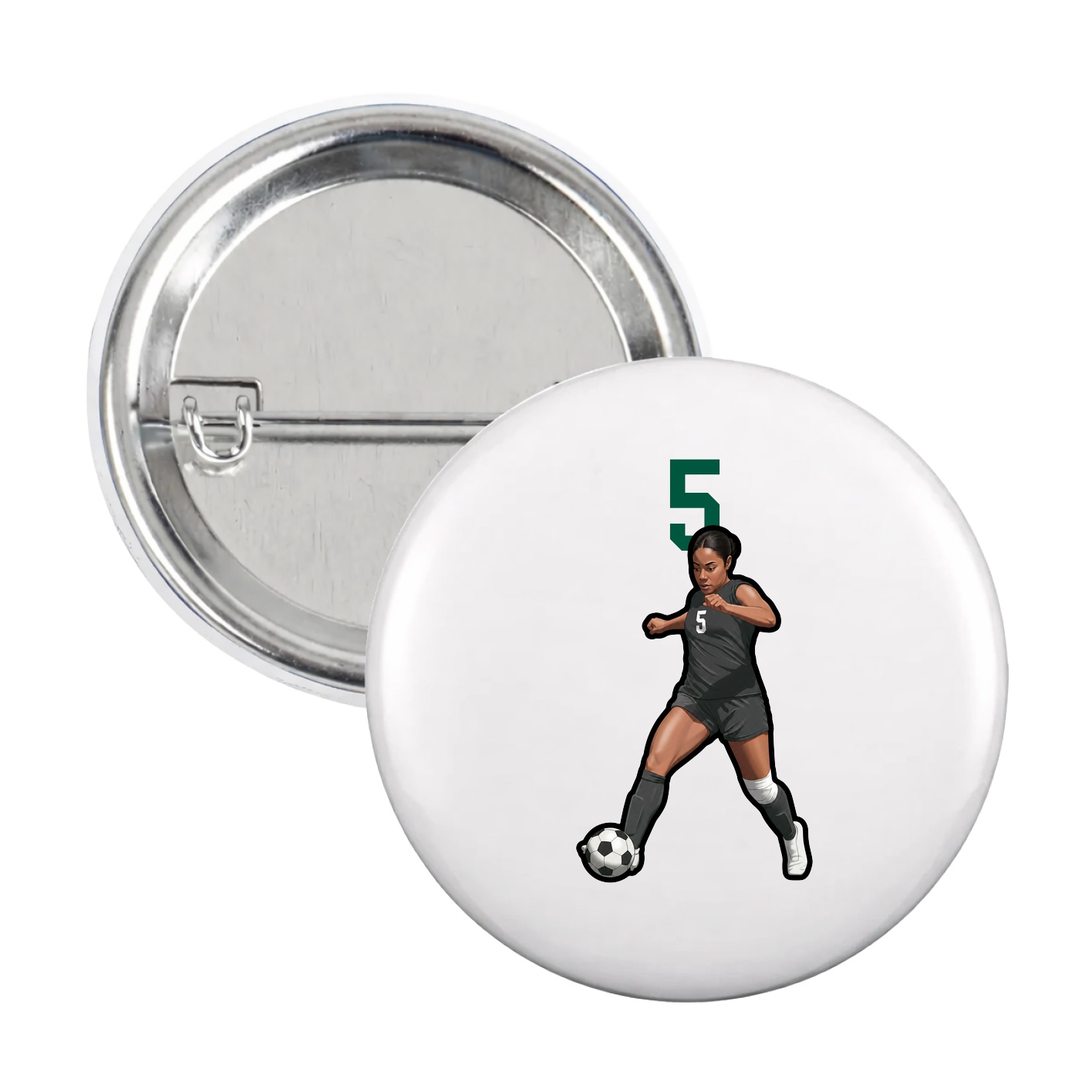 Game Day Button — Number Top in White