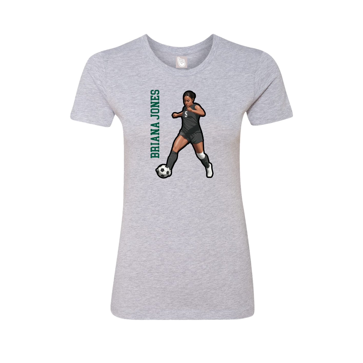 Fitted Women's Tee — Name Vertical in Grey