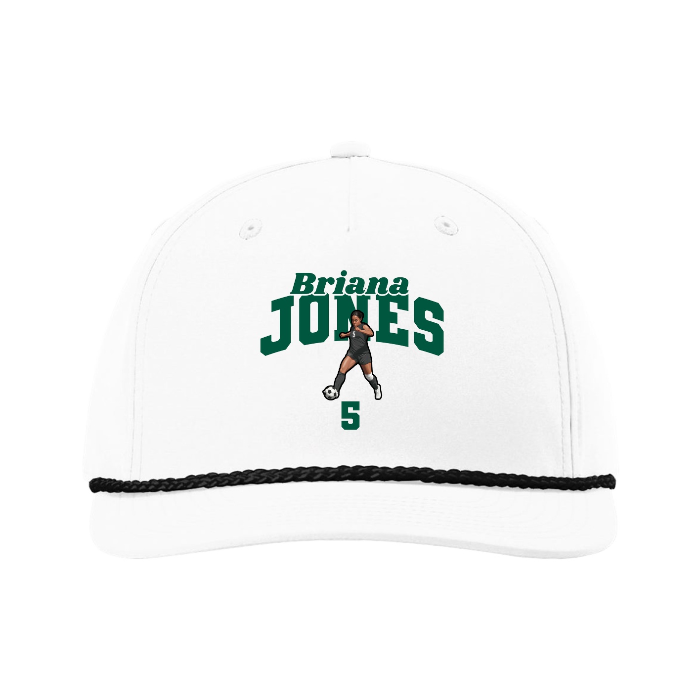 Five-Panel Classic Rope Cap — Signature Arch in White
