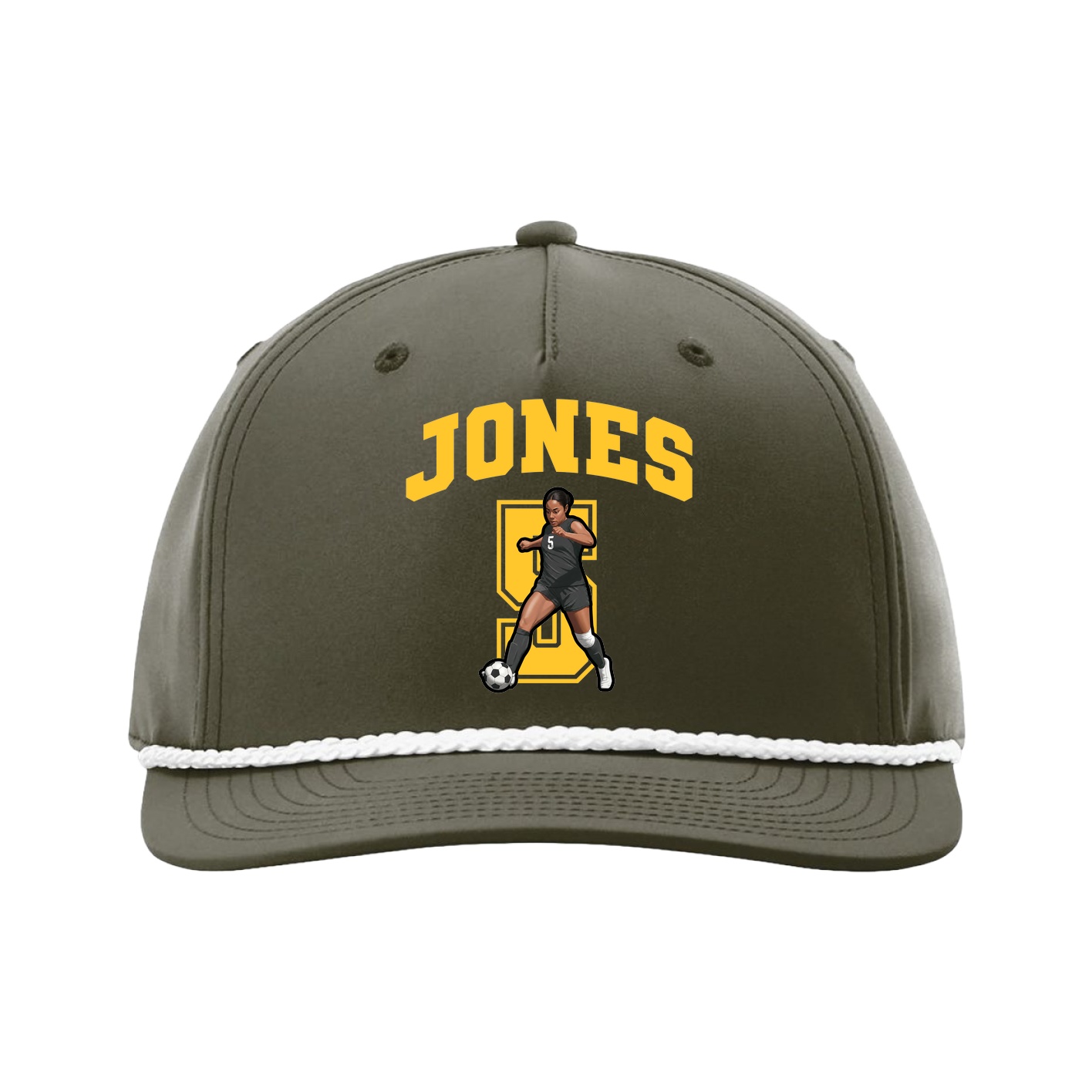Five-Panel Classic Rope Cap — Number in Green