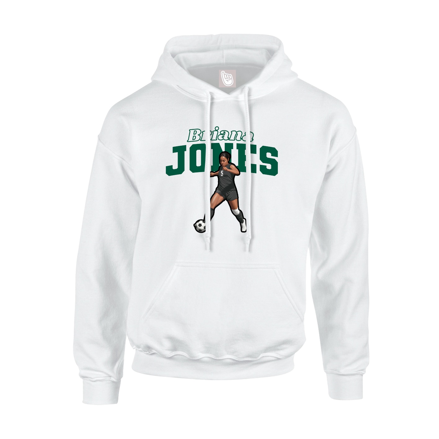 Youth Hoodie — Name Arch in White