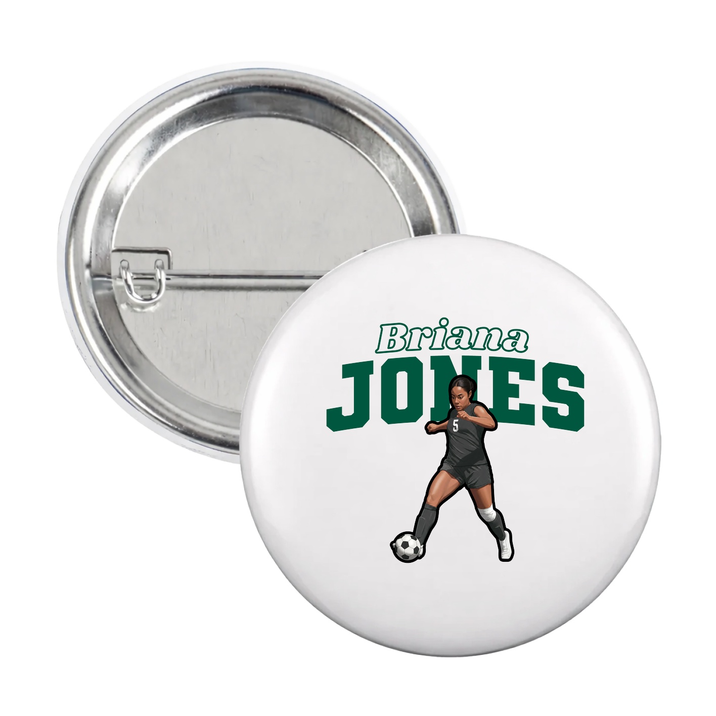 Game Day Button — Name Arch in White