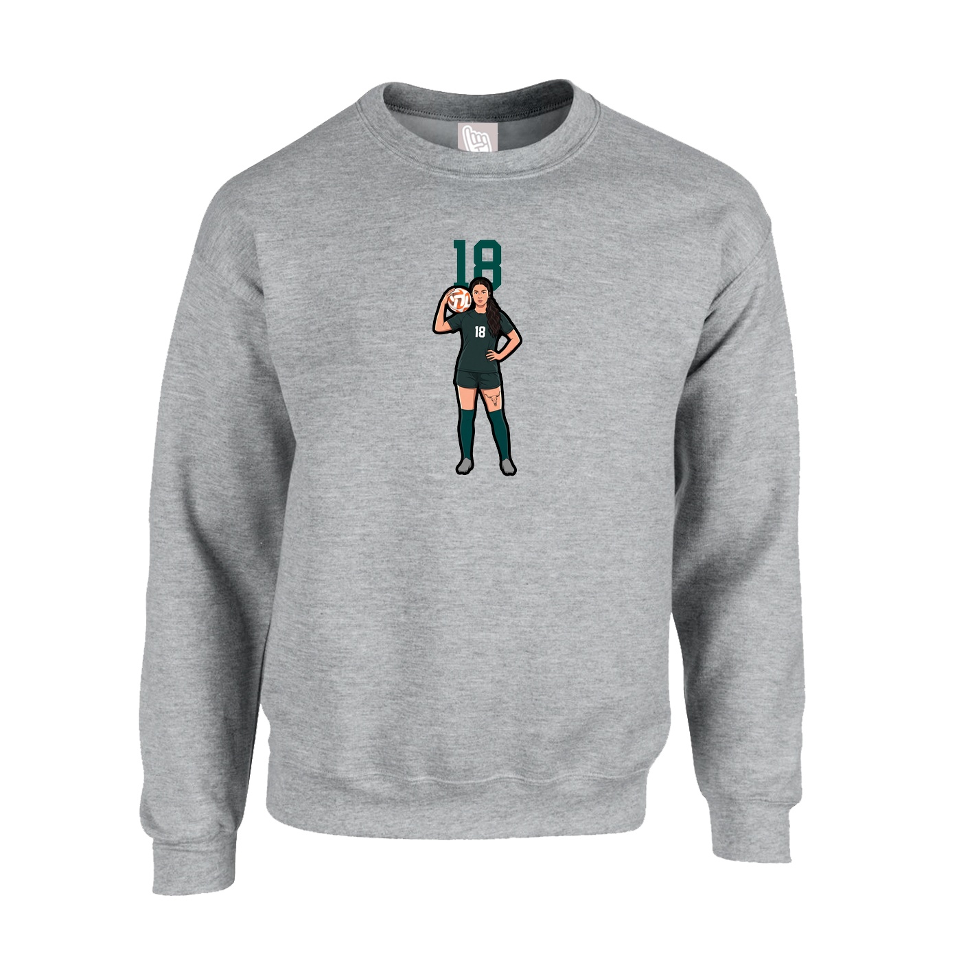 Fleece Crew — Number Top in Grey