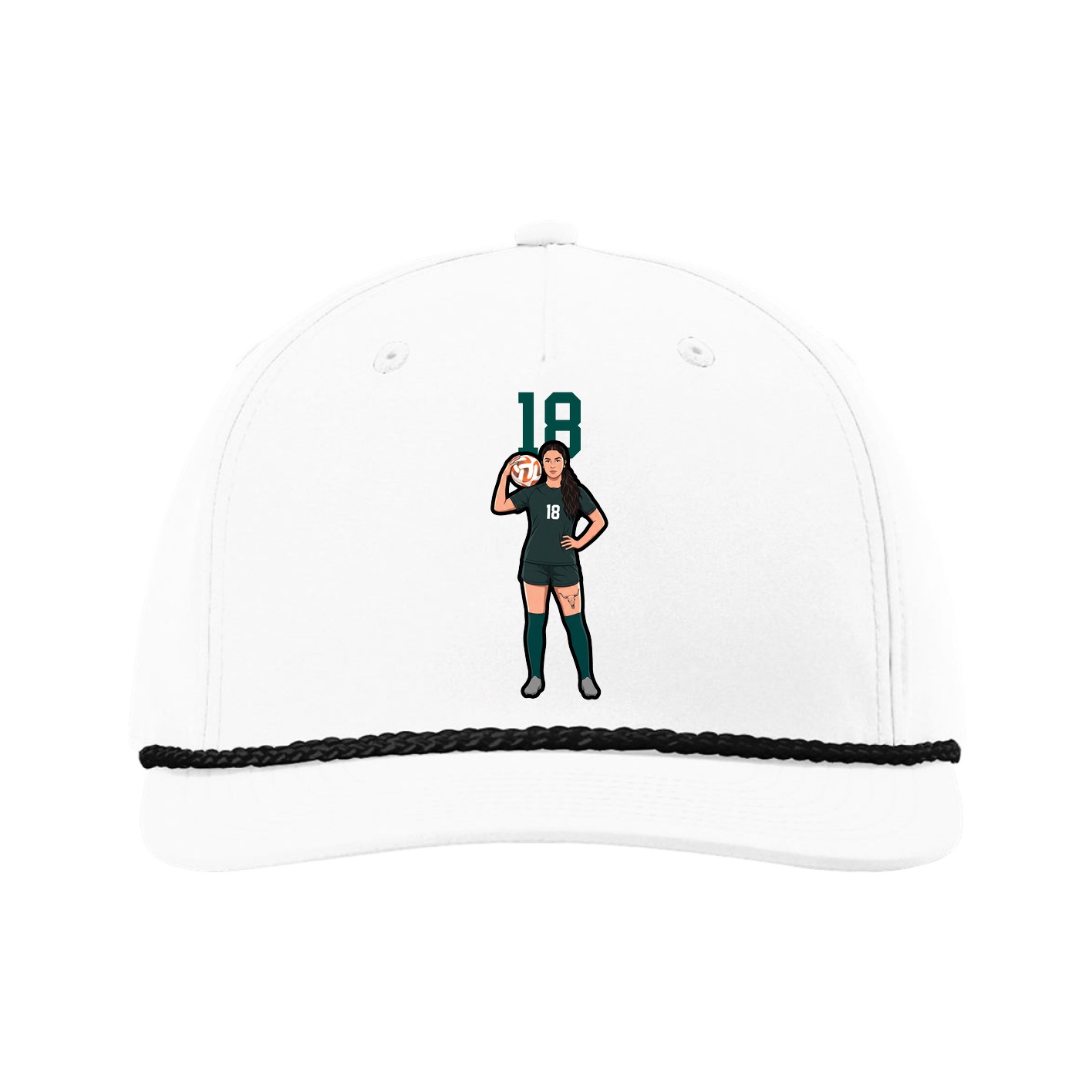 Five-Panel Classic Rope Cap — Number Top in White