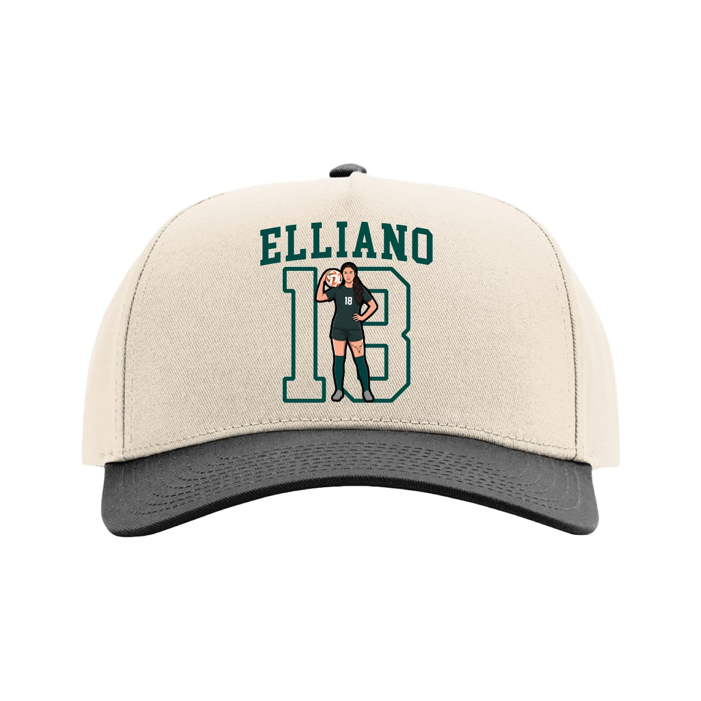 Full Fabric Five-Panel Champ Cap — Shirsey in Cream/Black