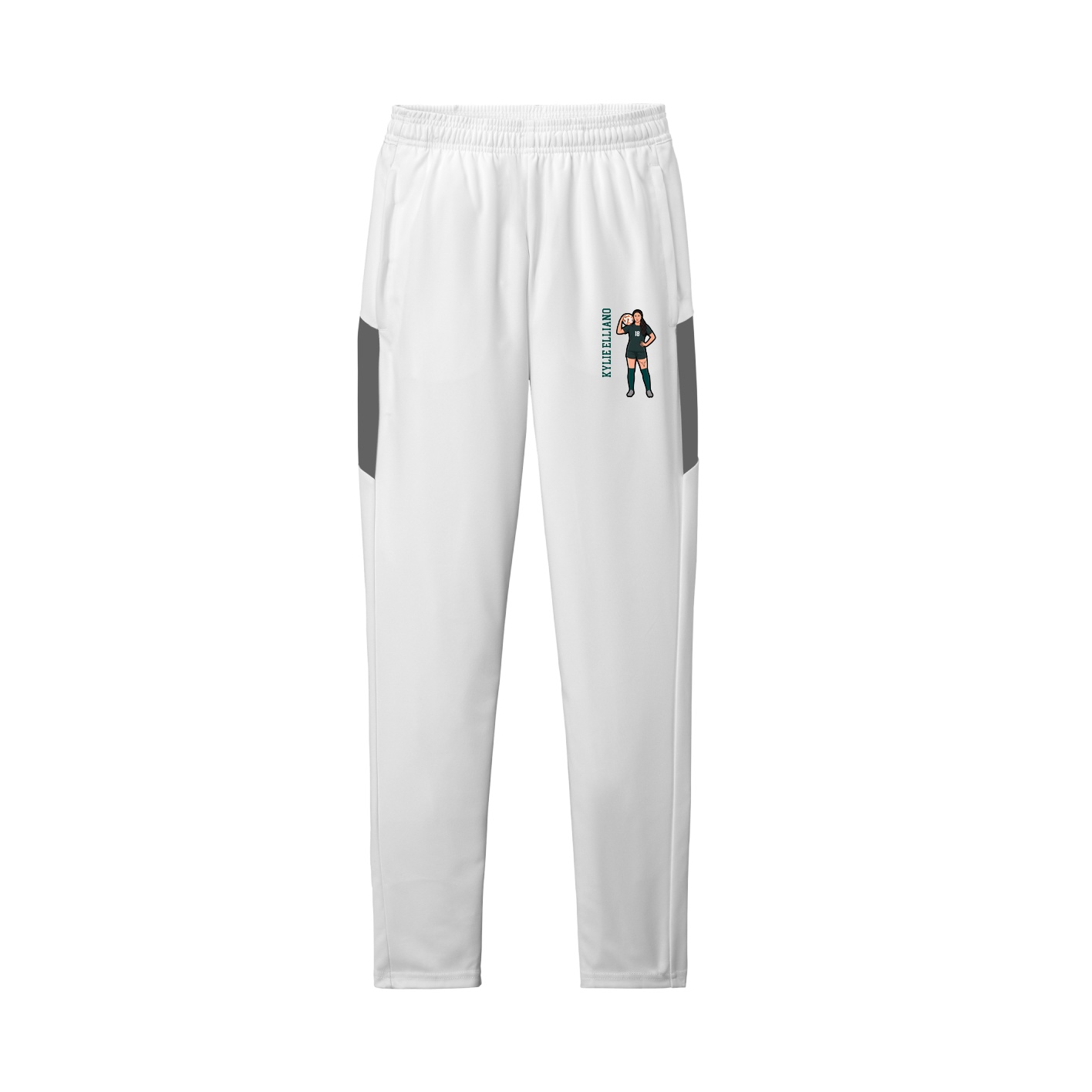 Team Travel Pant — Name Vertical in White/Grey