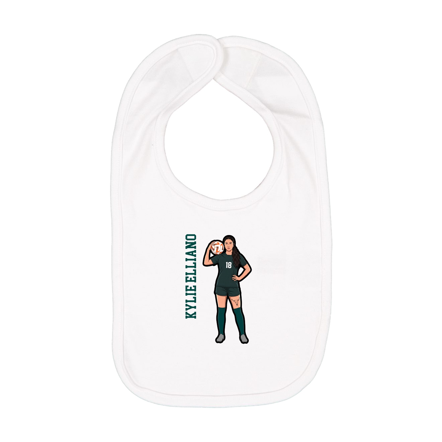 Infant Bib — Name Vertical in White